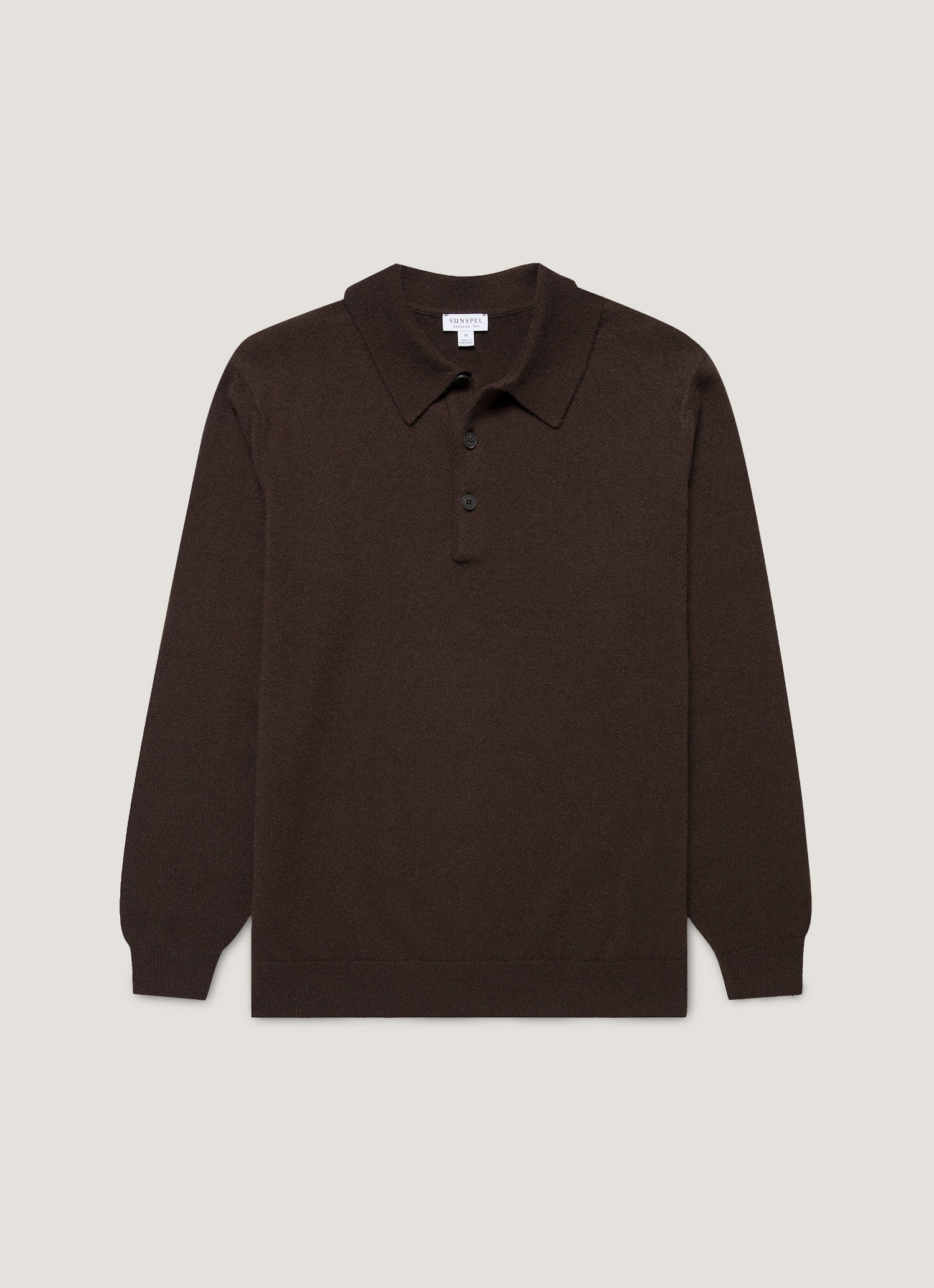 Men's Cashmere Knitted Polo Shirt in Truffle