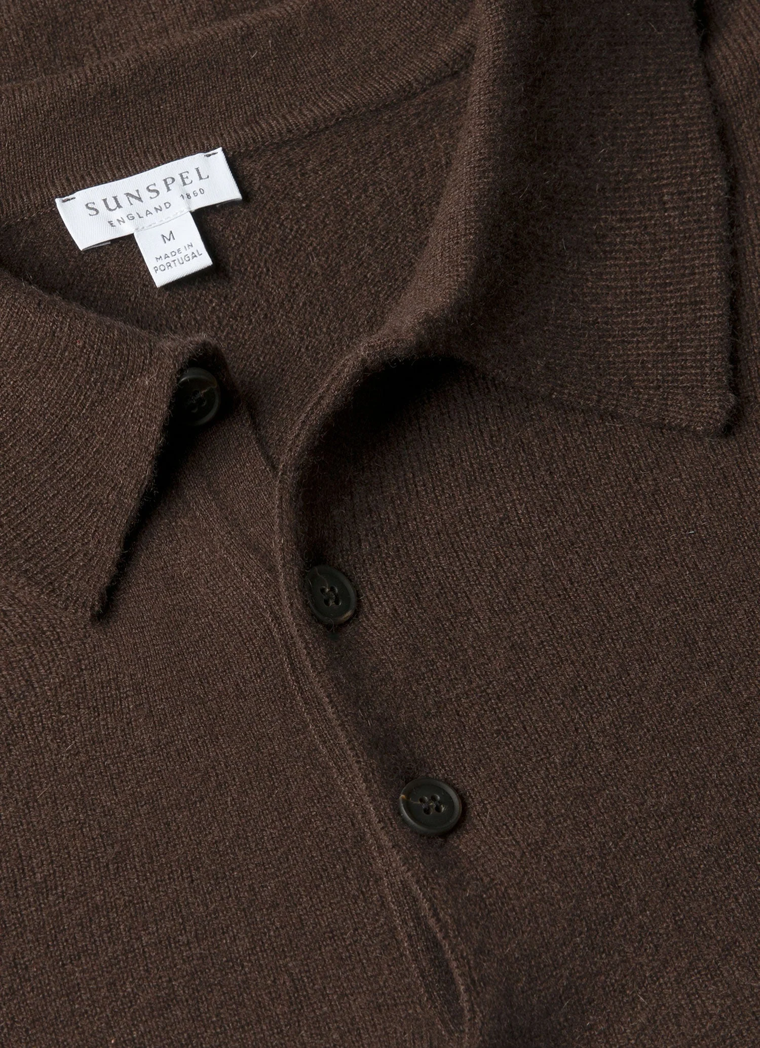 Men's Cashmere Knitted Polo Shirt in Truffle - Image 4
