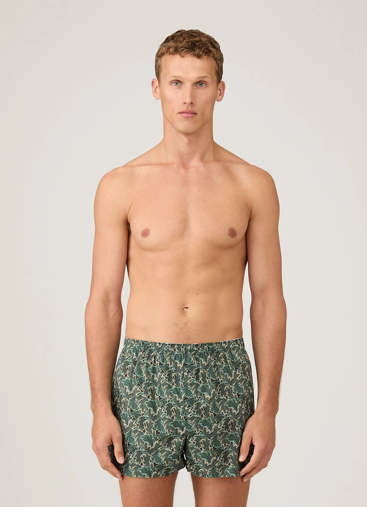 Men's Classic Boxer Short in Liberty Fabric in Midnight Green Canopy - Image 2