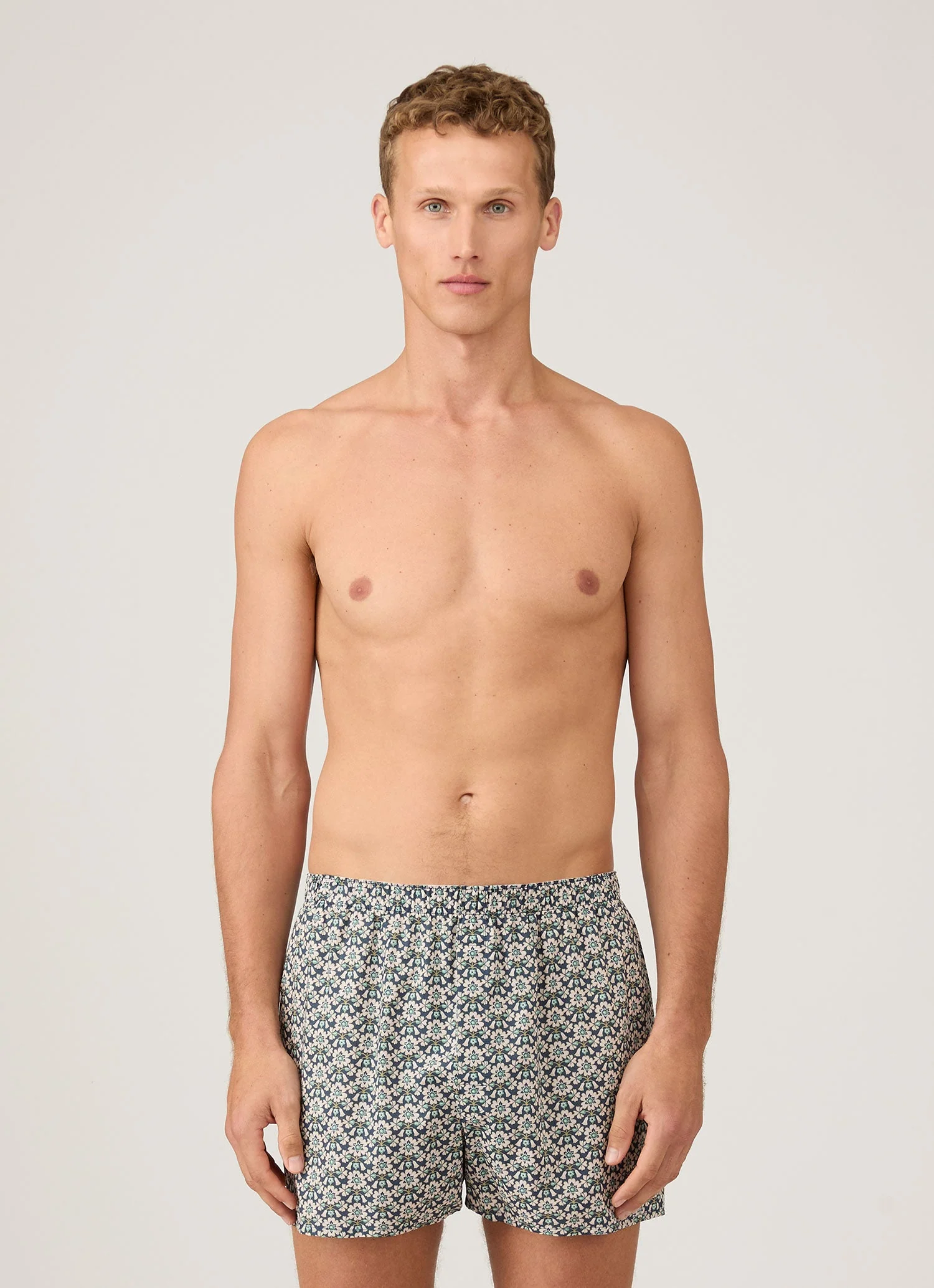 Men's Classic Boxer Short in Liberty Fabric in Navy/White Macsen - Image 2