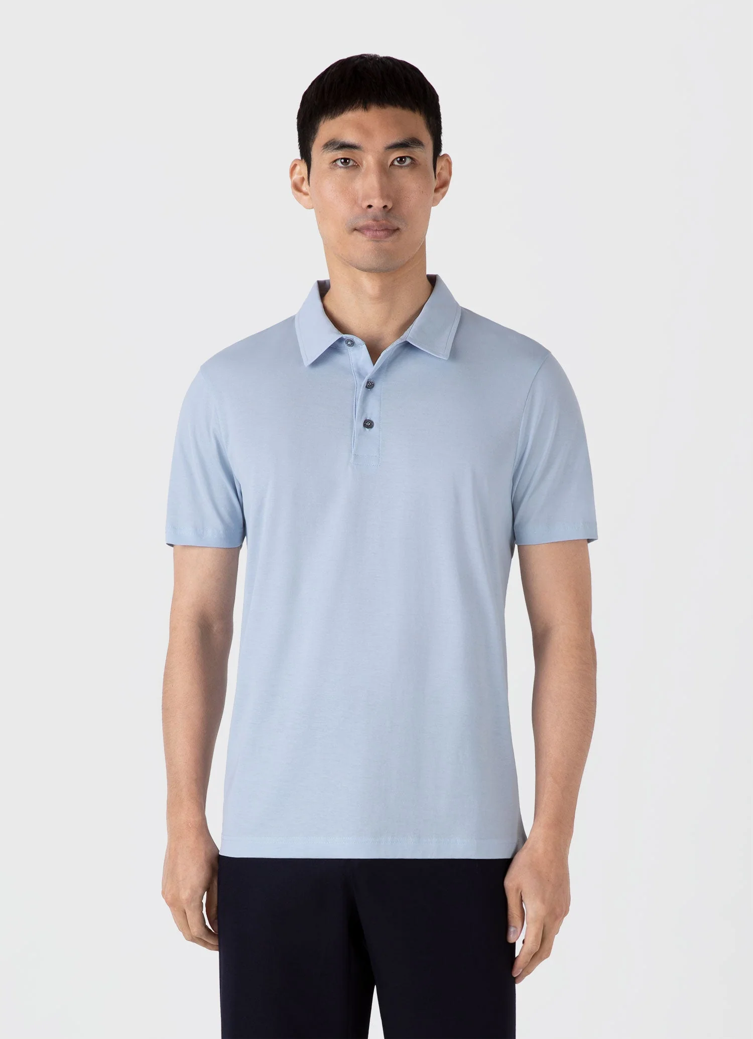 Men's Classic Jersey Polo Shirt in Blue Mist - Image 2