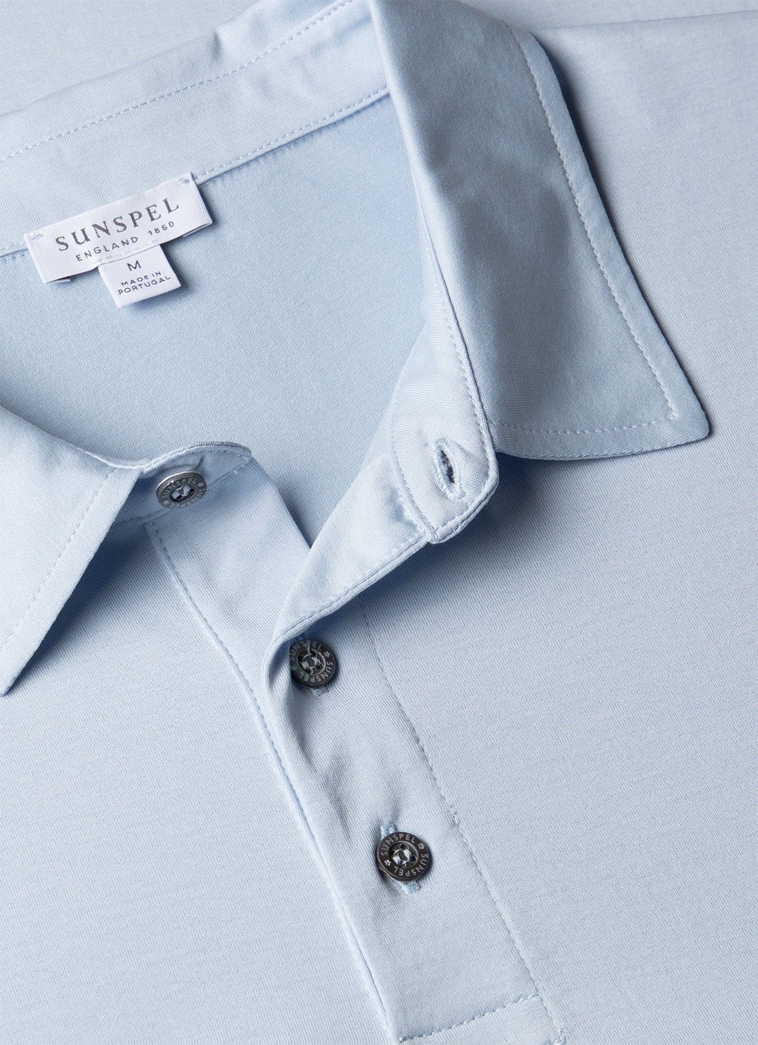 Men's Classic Jersey Polo Shirt in Blue Mist - Image 4