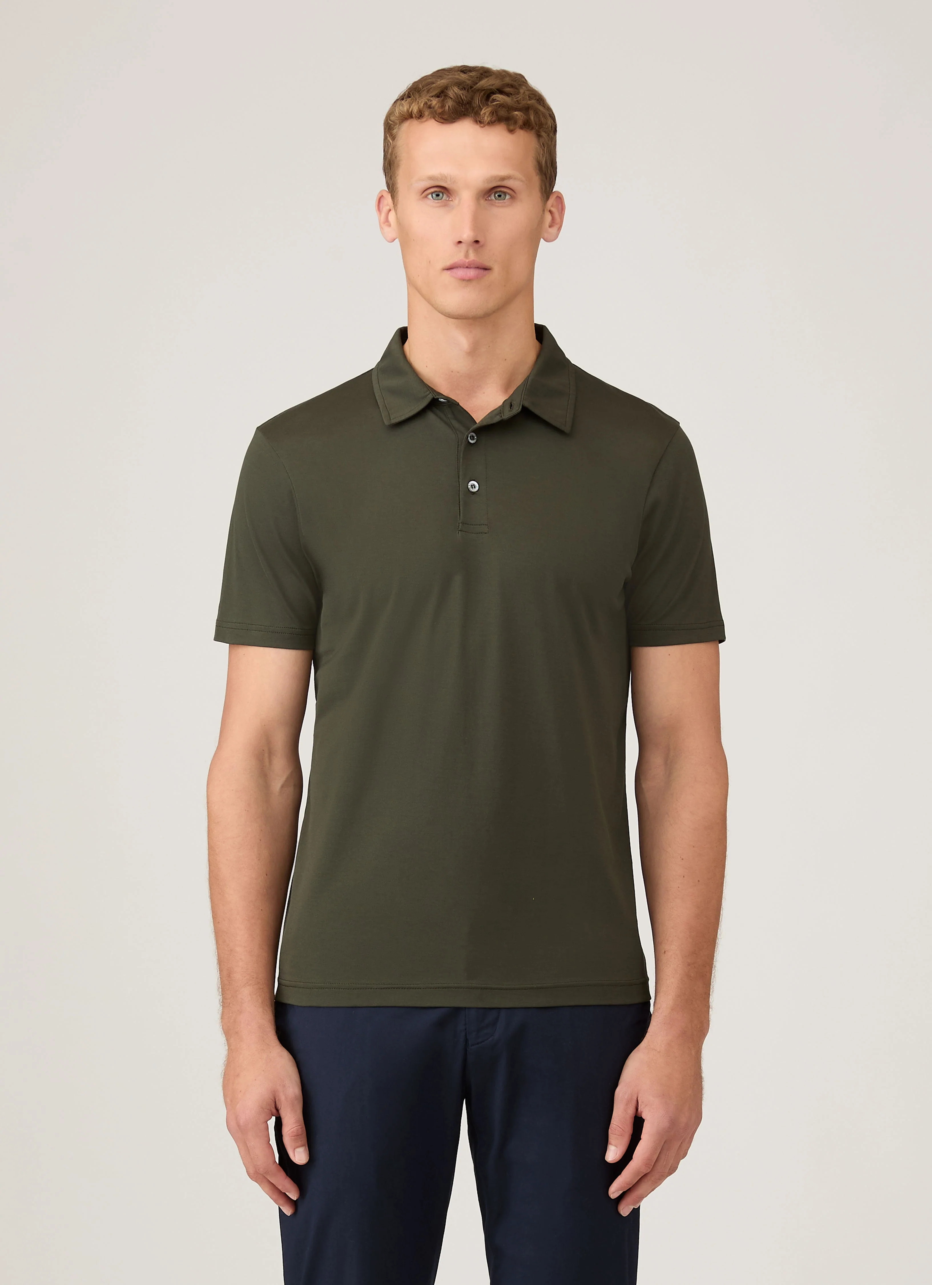 Men's Classic Jersey Polo Shirt in Dark Green - Image 2