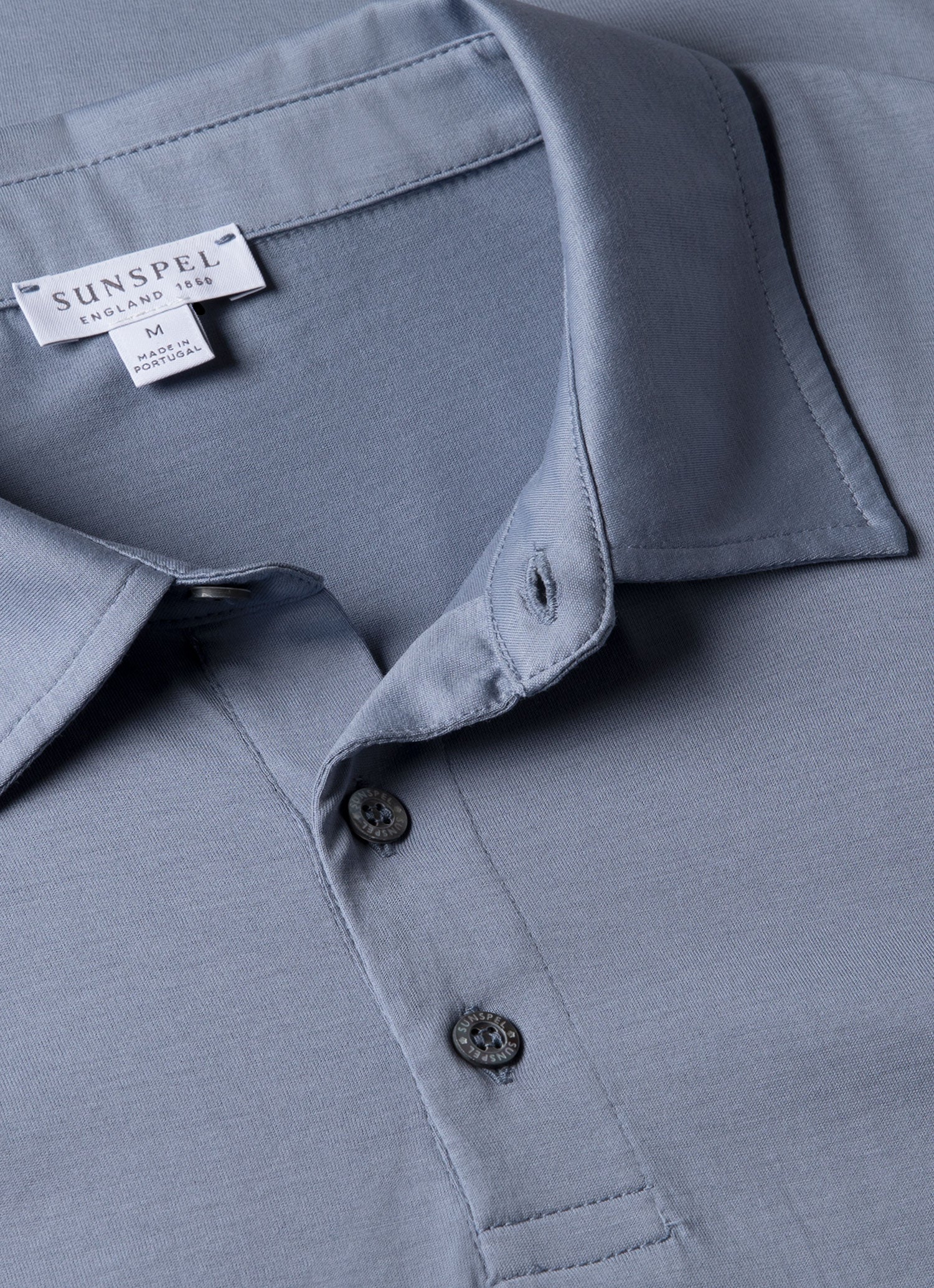 Men's Classic Jersey Polo Shirt in Vintage Blue - Image 4
