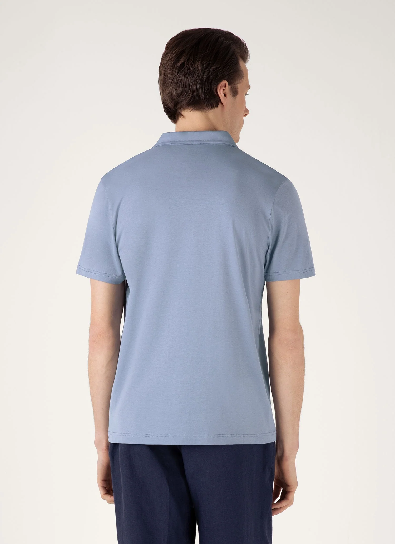 Men's Classic Jersey Polo Shirt in Vintage Blue - Image 5