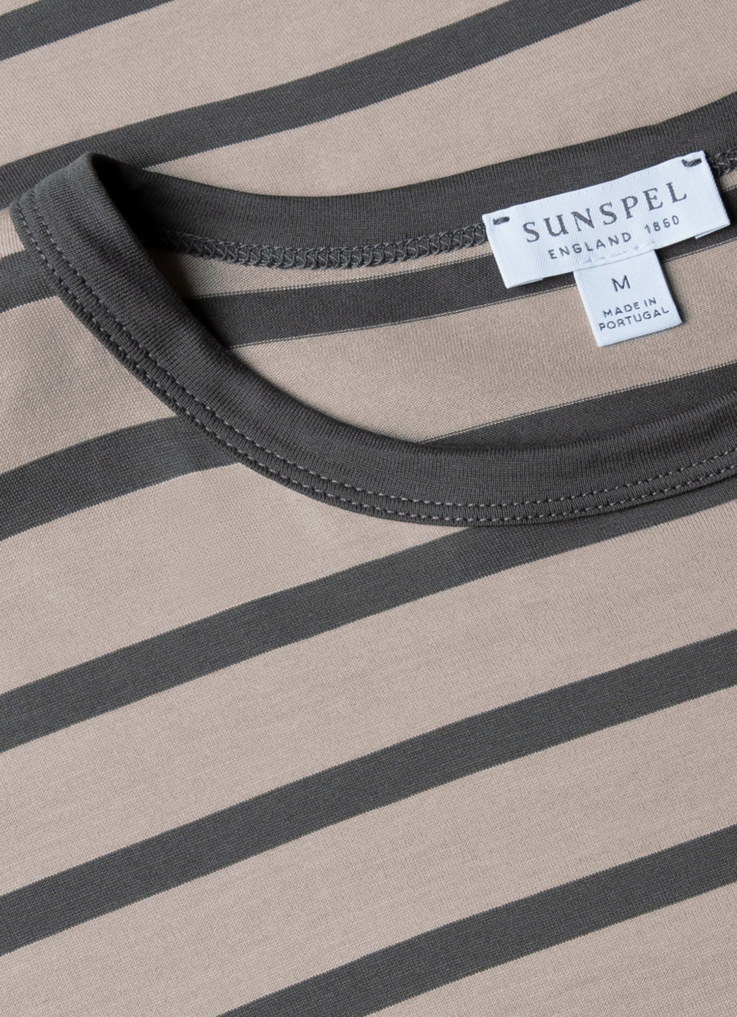 Men's Classic T-shirt in Ash Grey/Charcoal Breton Stripe - Image 4