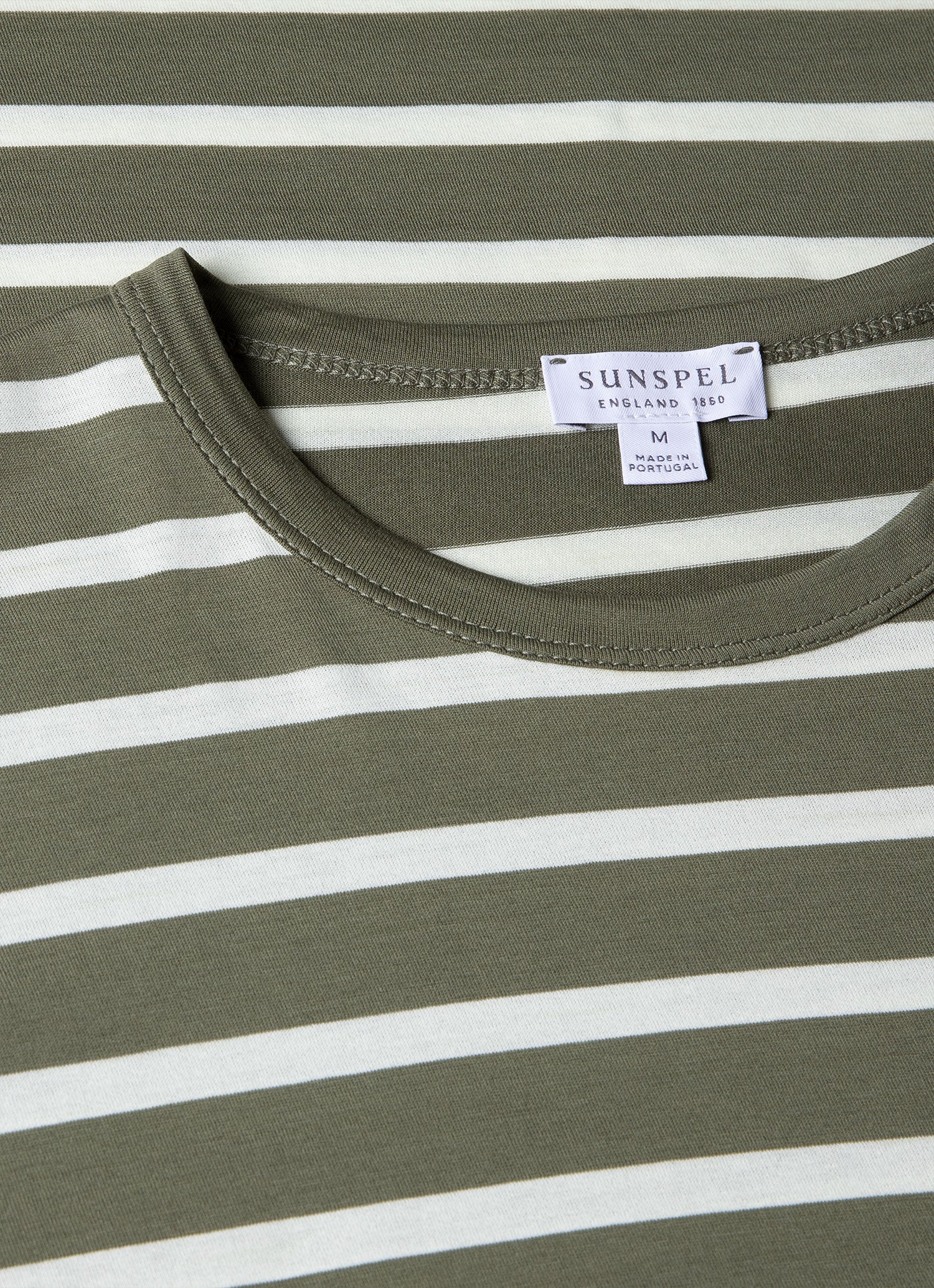 Men's Classic T-shirt in Khaki/Ecru Breton Stripe - Image 4