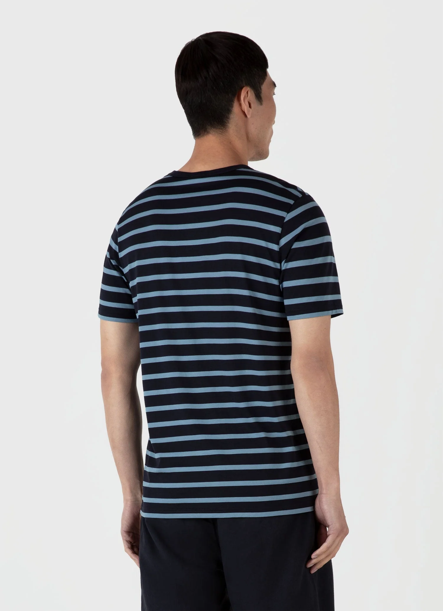 Men's Classic T-shirt in Navy/Como Blue Breton Stripe - Image 5