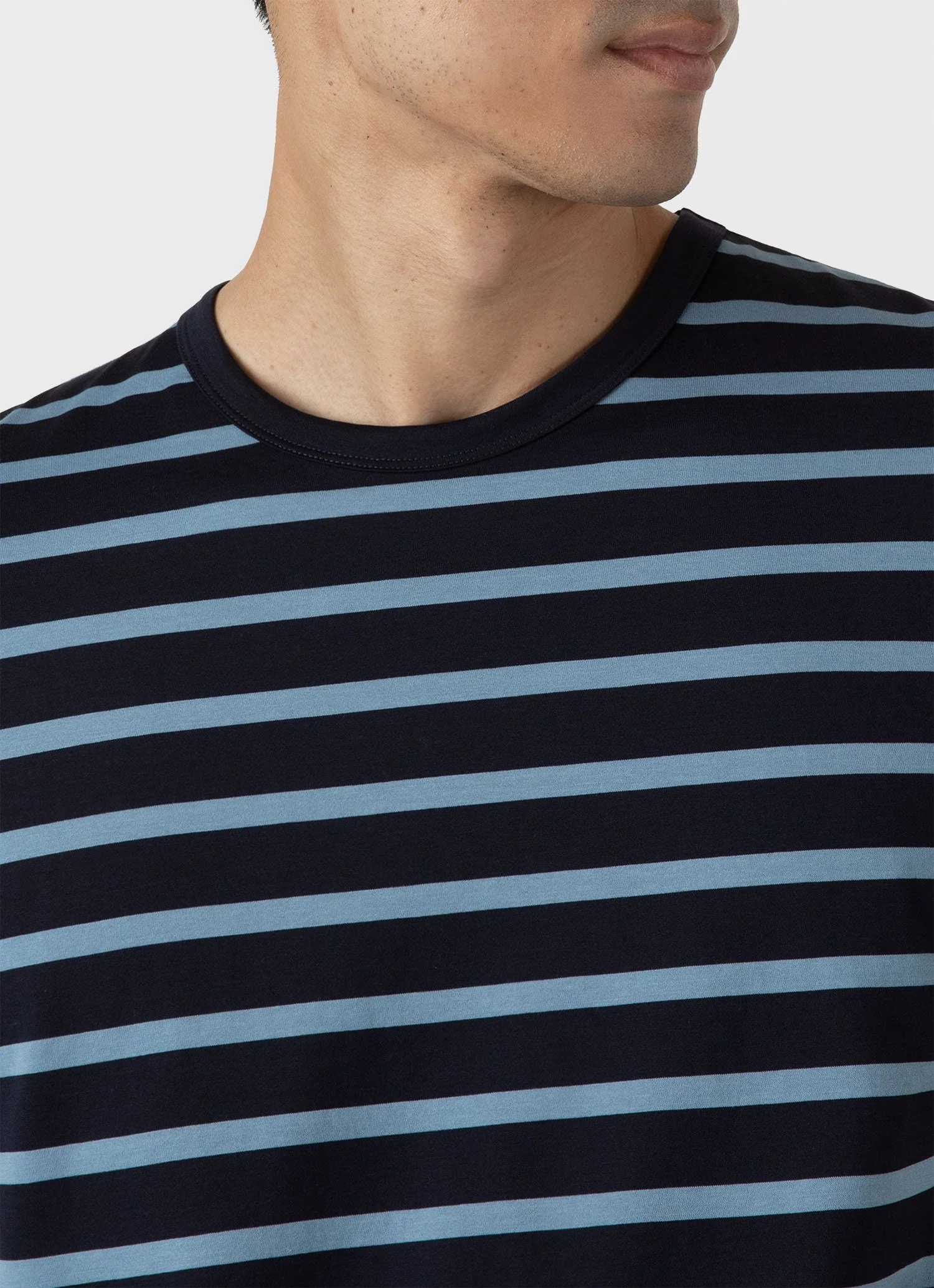 Men's Classic T-shirt in Navy/Como Blue Breton Stripe - Image 6