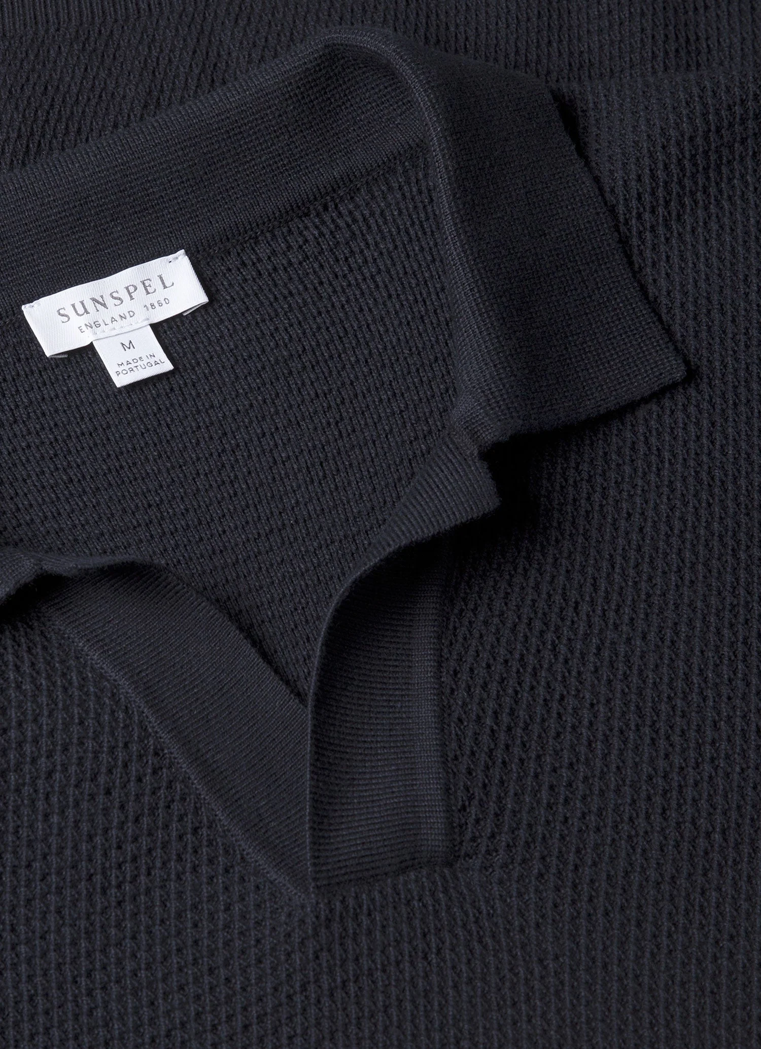 Men's Compact Mesh Knit Polo Shirt in Navy - Image 4