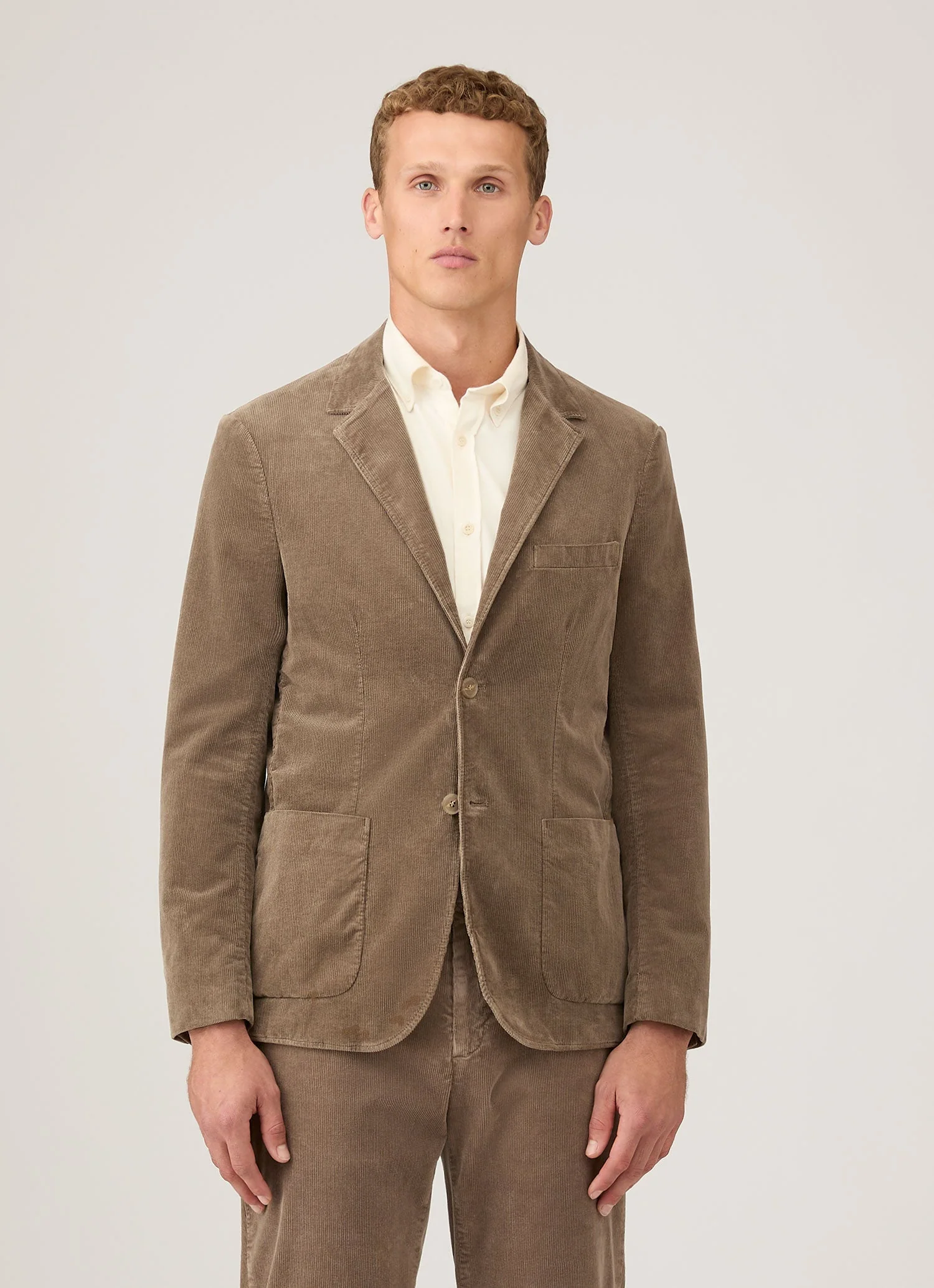 Men's Corduroy Blazer in Bark - Image 2