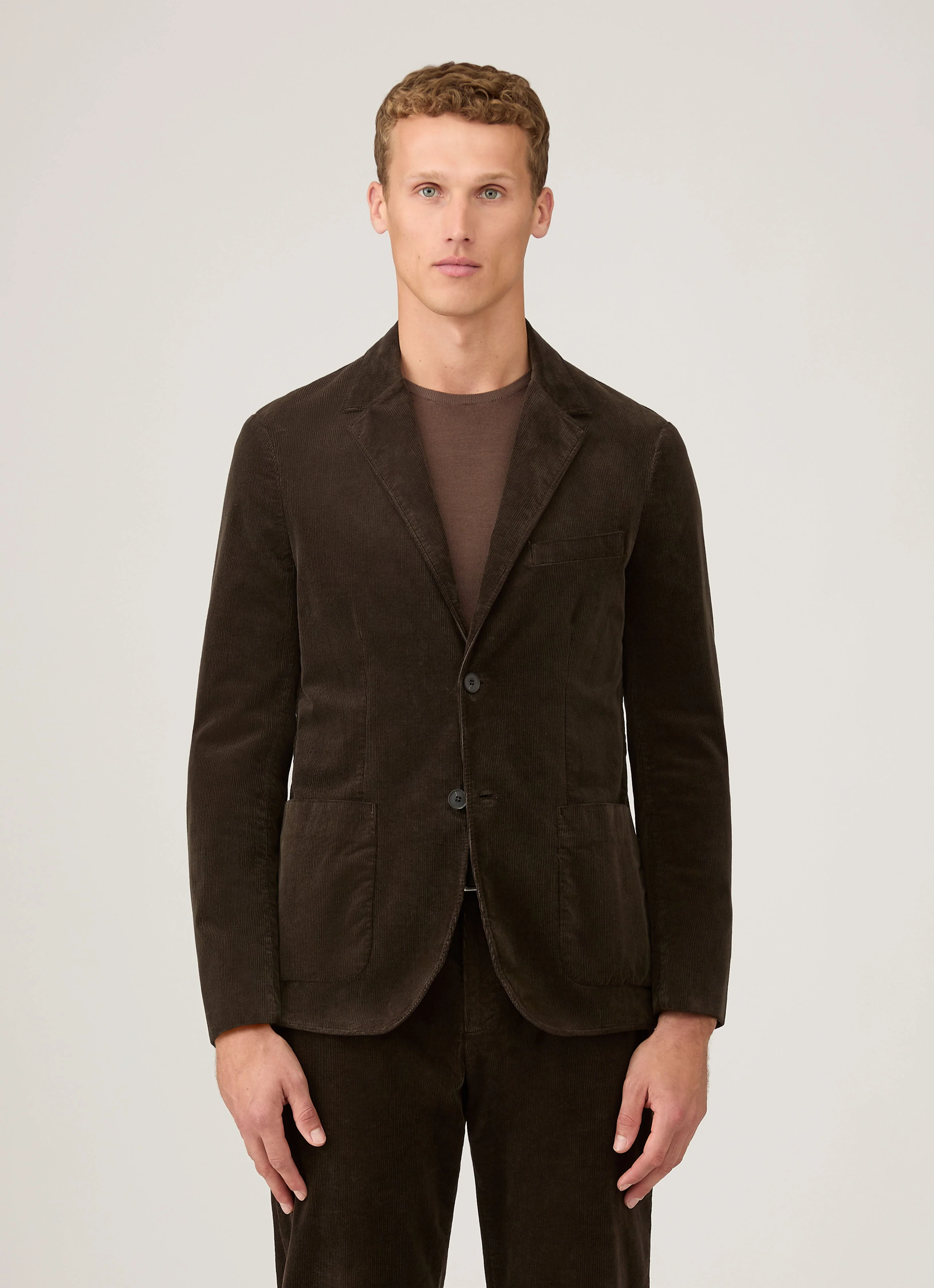 Men's Corduroy Blazer in Coffee - Image 2