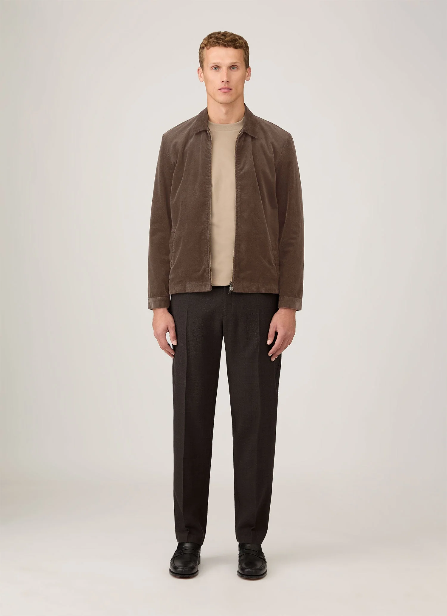 Men's Corduroy Harrington Jacket in Bark - Image 3