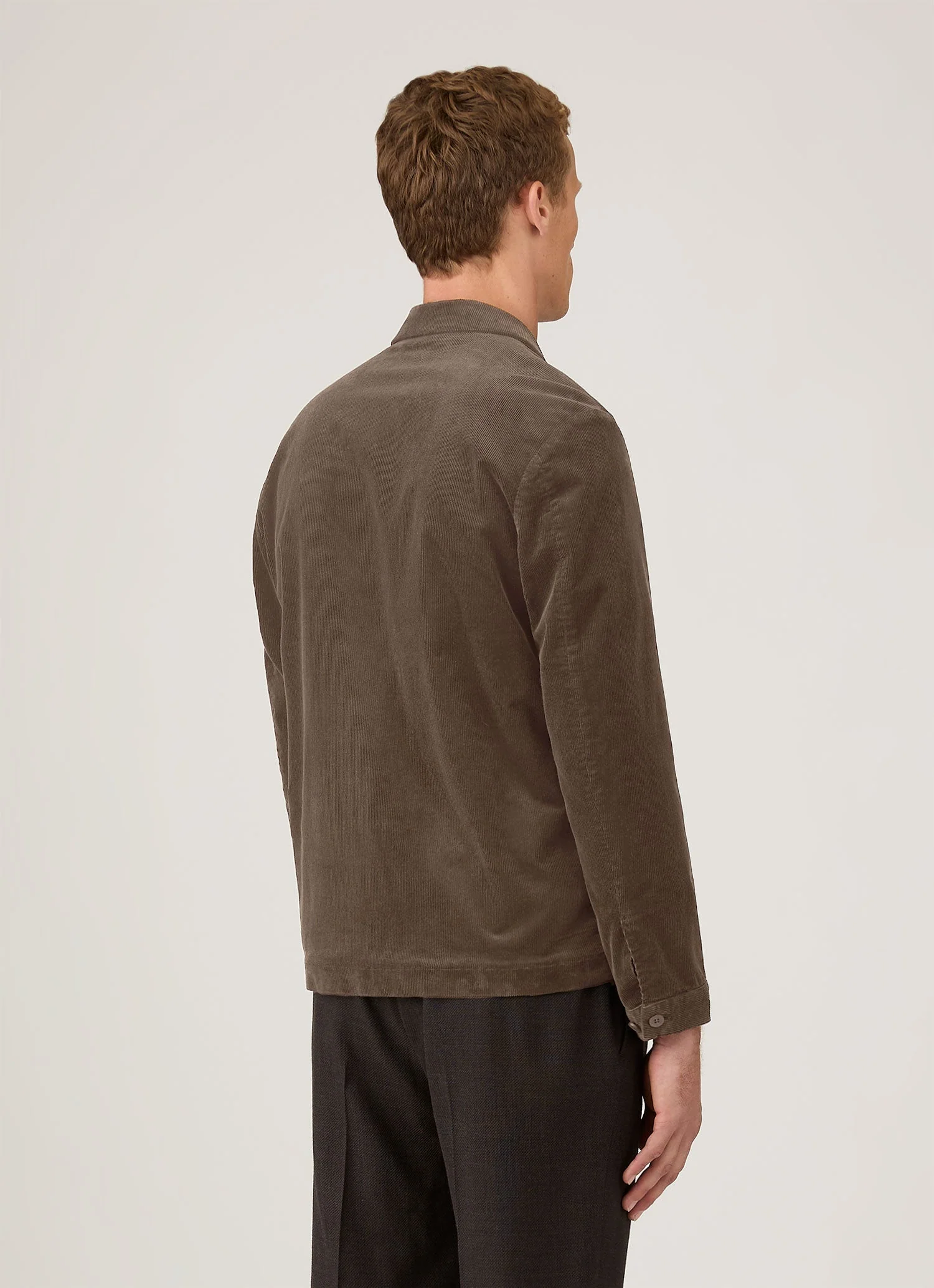Men's Corduroy Harrington Jacket in Bark - Image 5