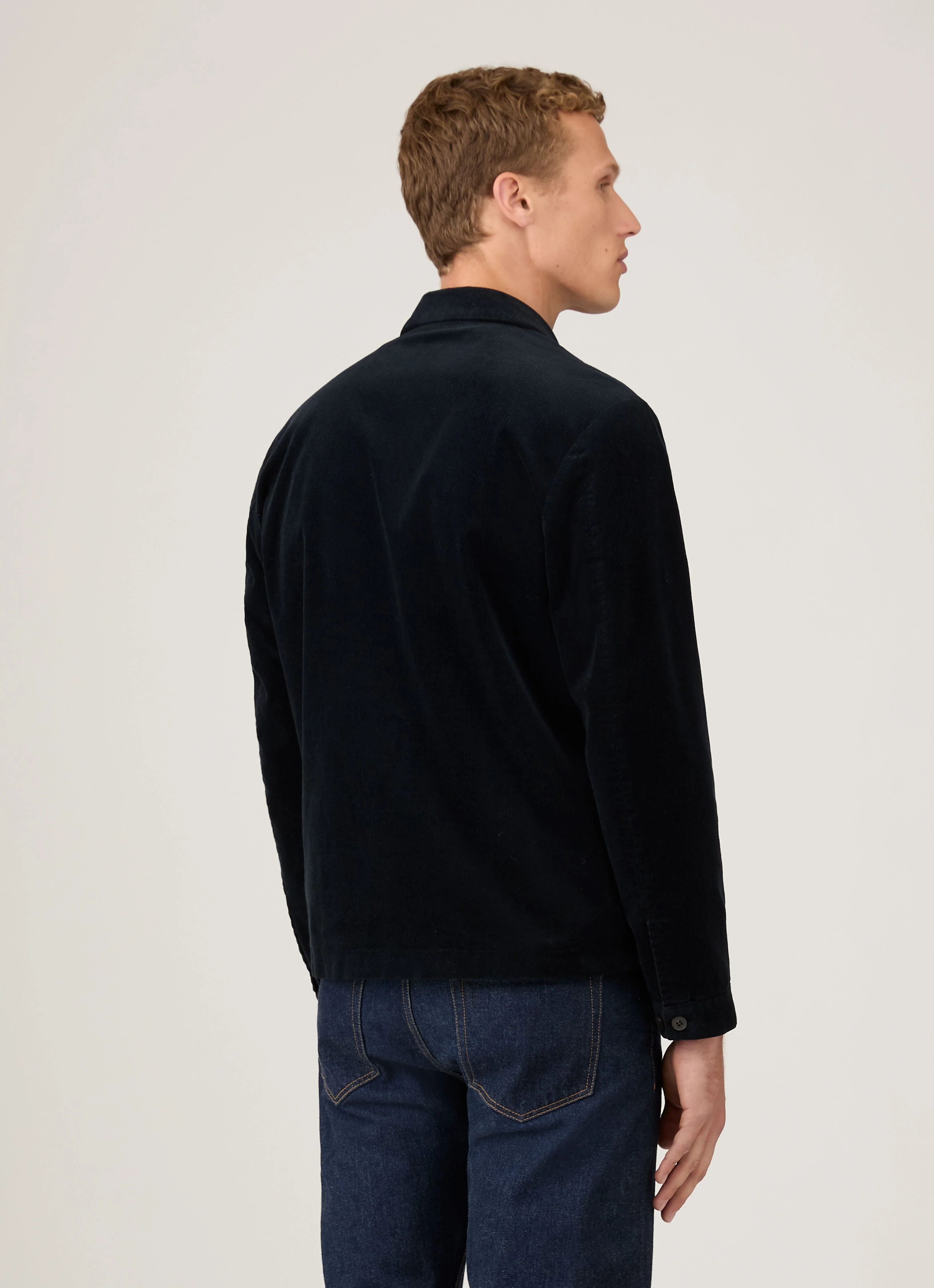 Men's Corduroy Harrington Jacket in Navy - Image 5