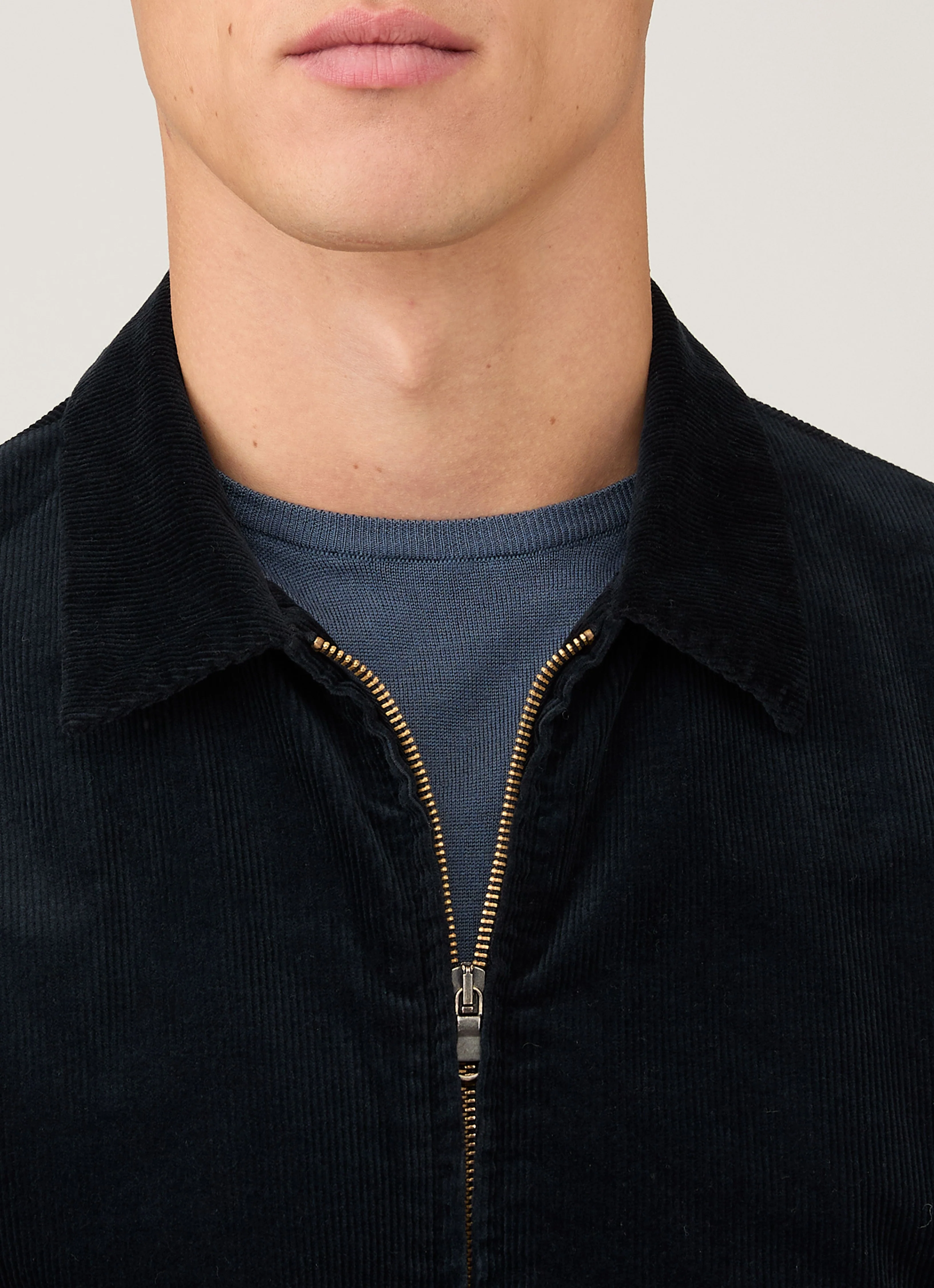 Men's Corduroy Harrington Jacket in Navy - Image 6