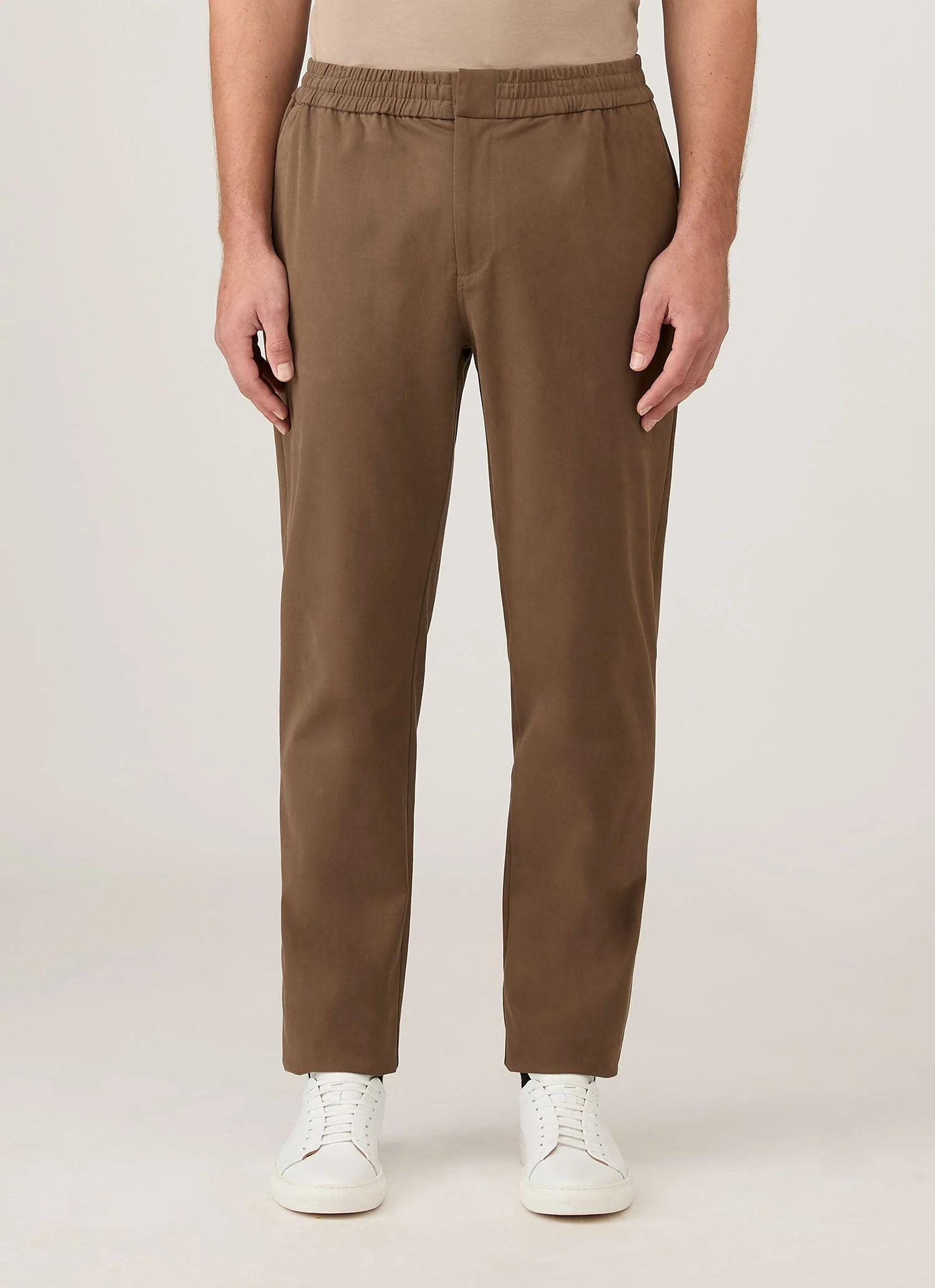 Men's Cotton Cashmere Drawstring Trouser in Dark Stone - Image 2