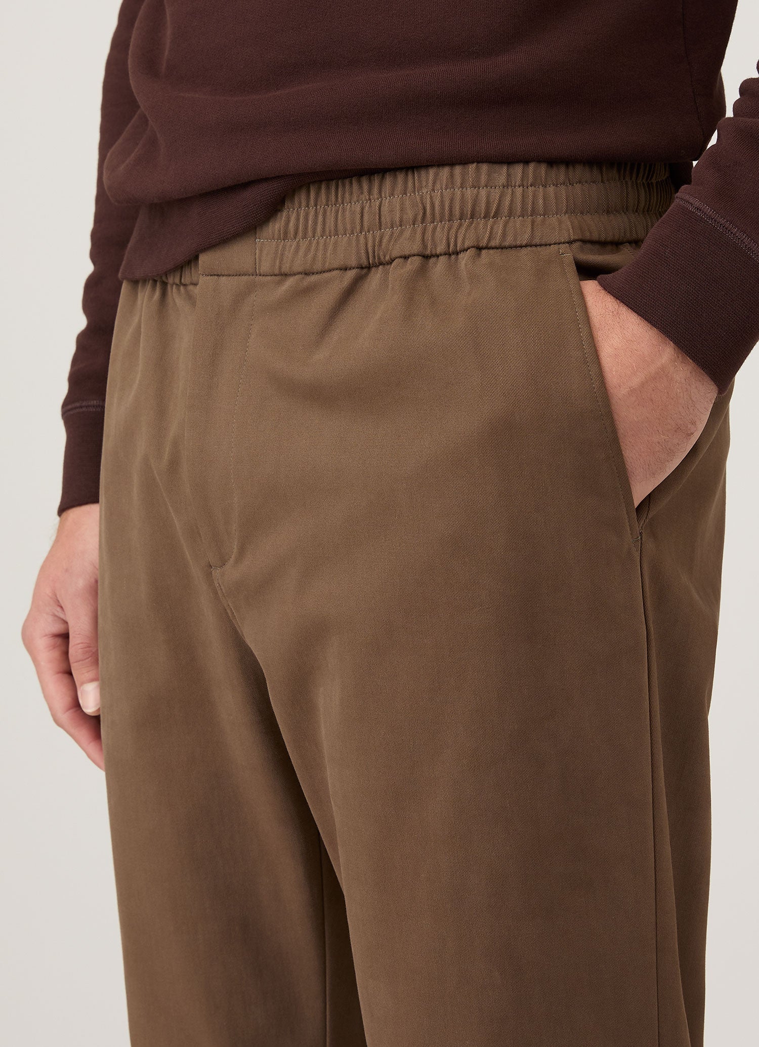 Men's Cotton Cashmere Drawstring Trouser in Dark Stone - Image 6