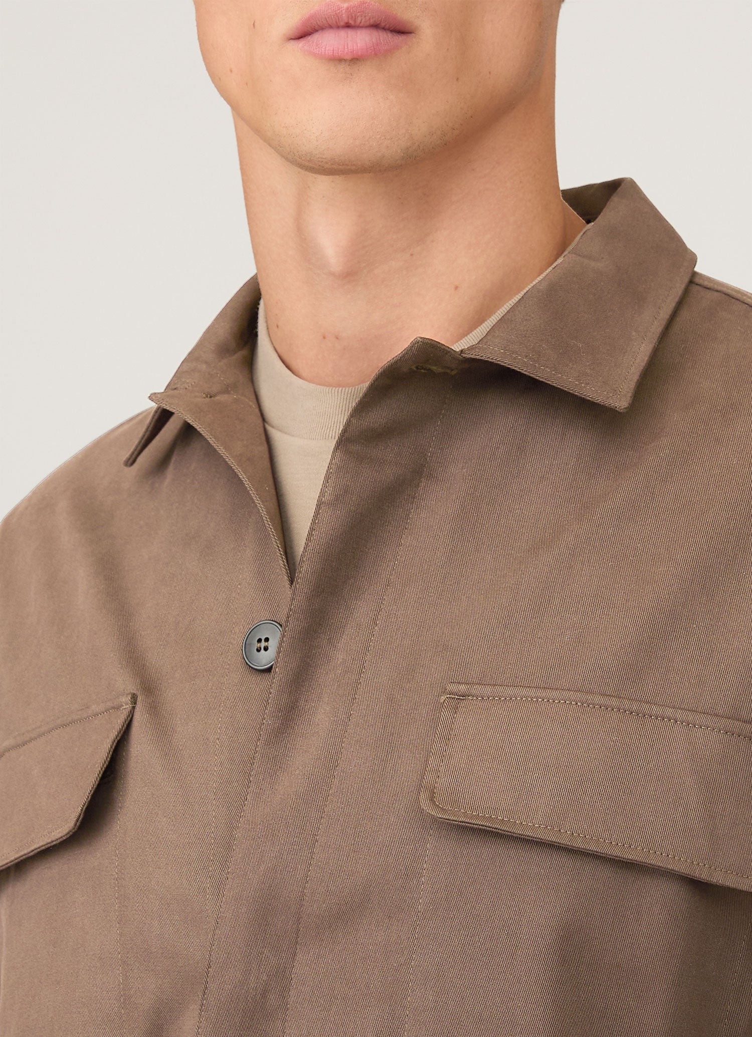 Men's Cotton Cashmere Overshirt in Dark Stone - Image 6