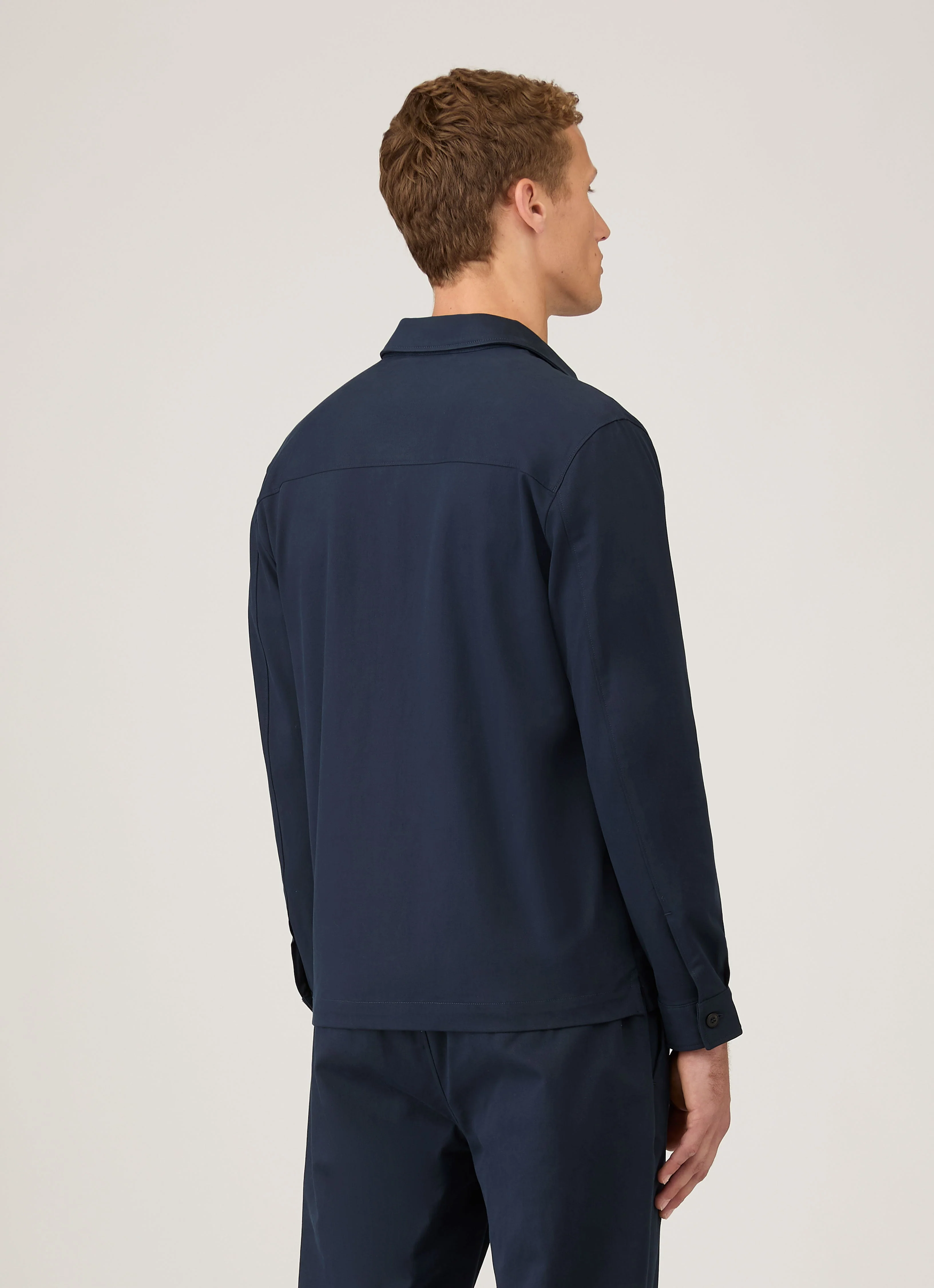 Men's Cotton Cashmere Overshirt in Navy - Image 5