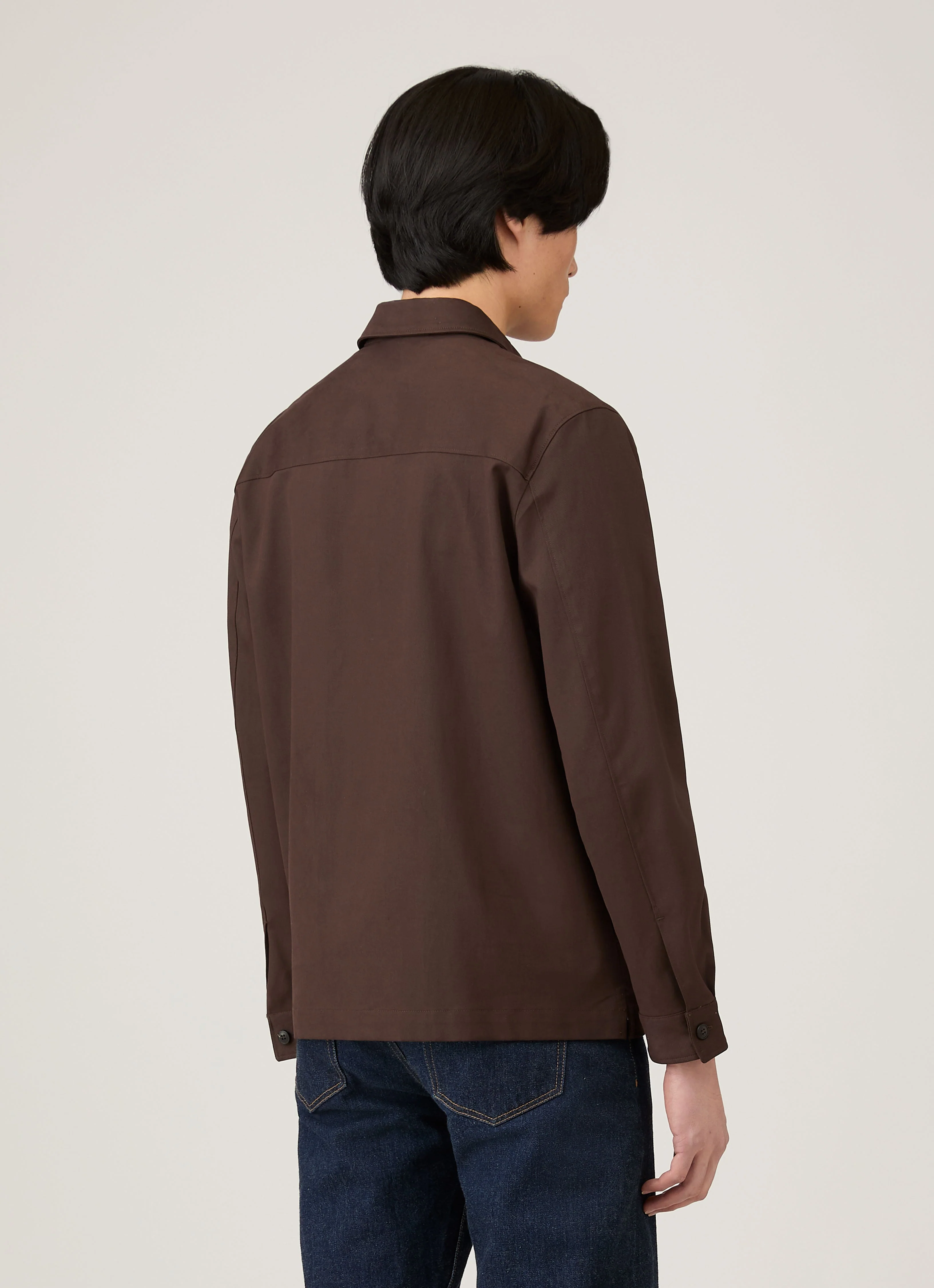 Men's Cotton Cashmere Overshirt in Truffle - Image 5