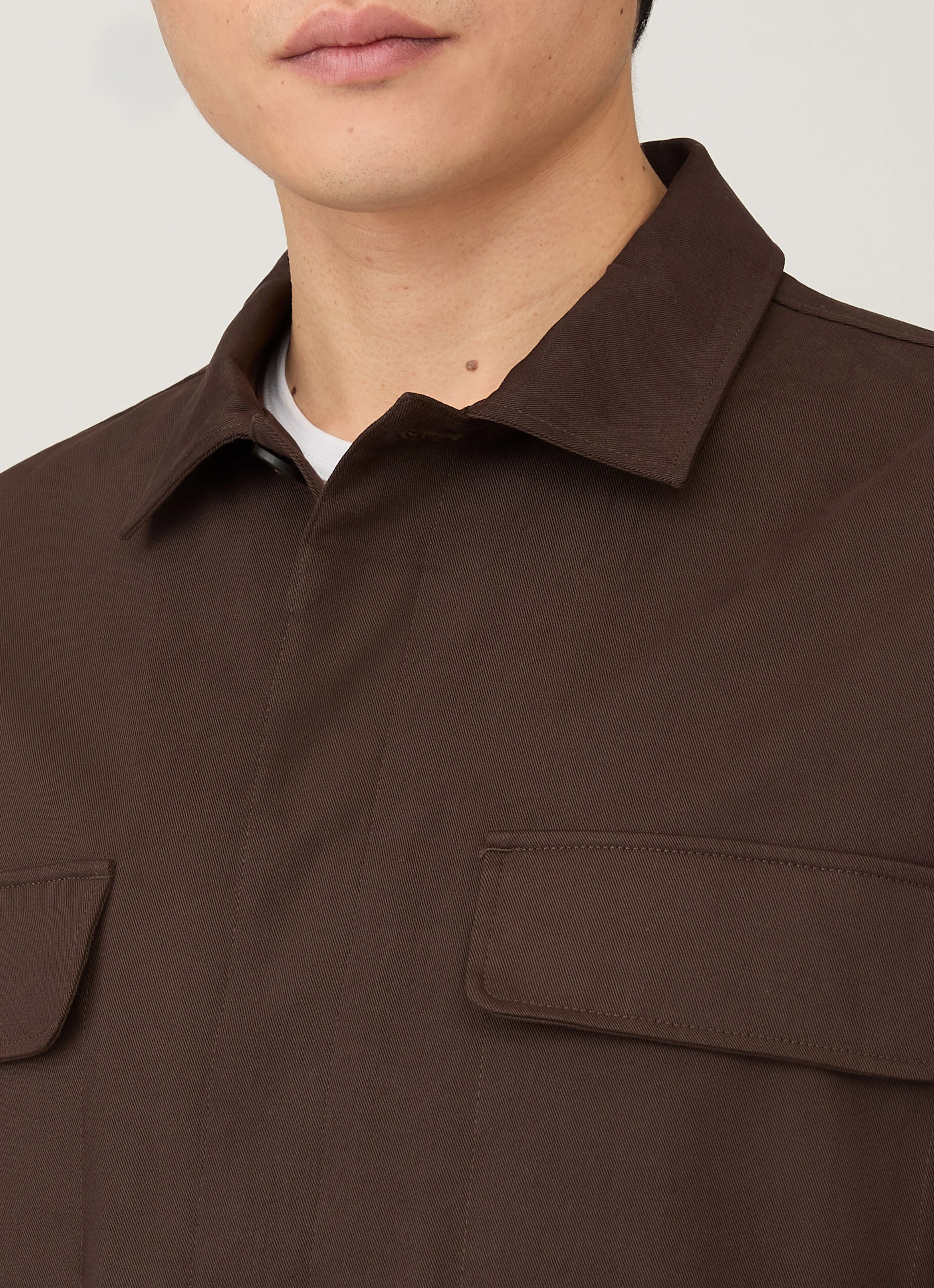 Men's Cotton Cashmere Overshirt in Truffle - Image 6