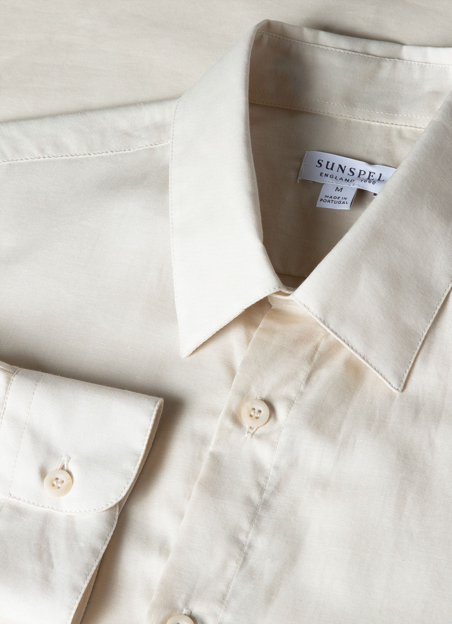 Men's Cotton Cashmere Shirt in Ecru - Image 4