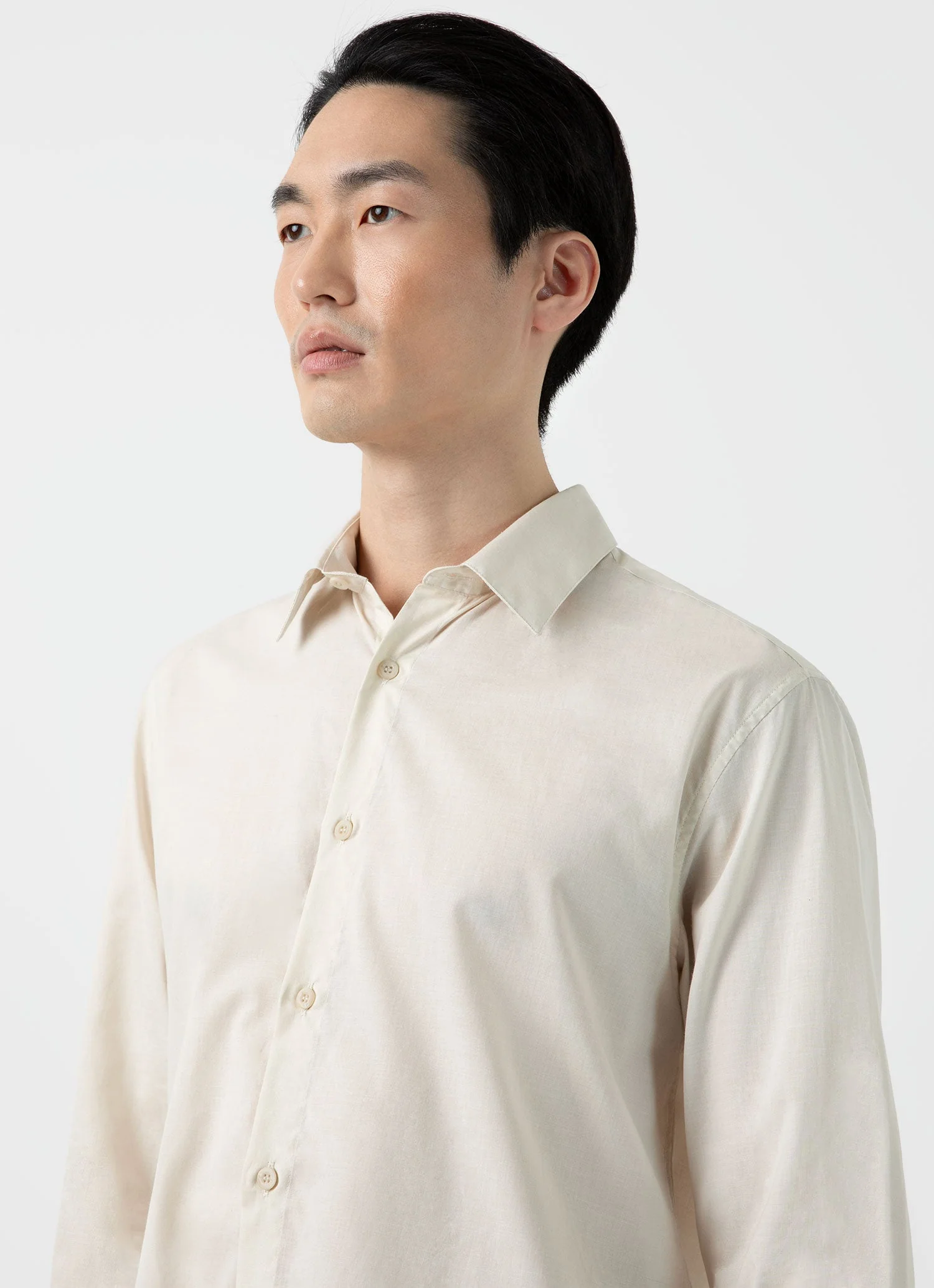 Men's Cotton Cashmere Shirt in Ecru - Image 6
