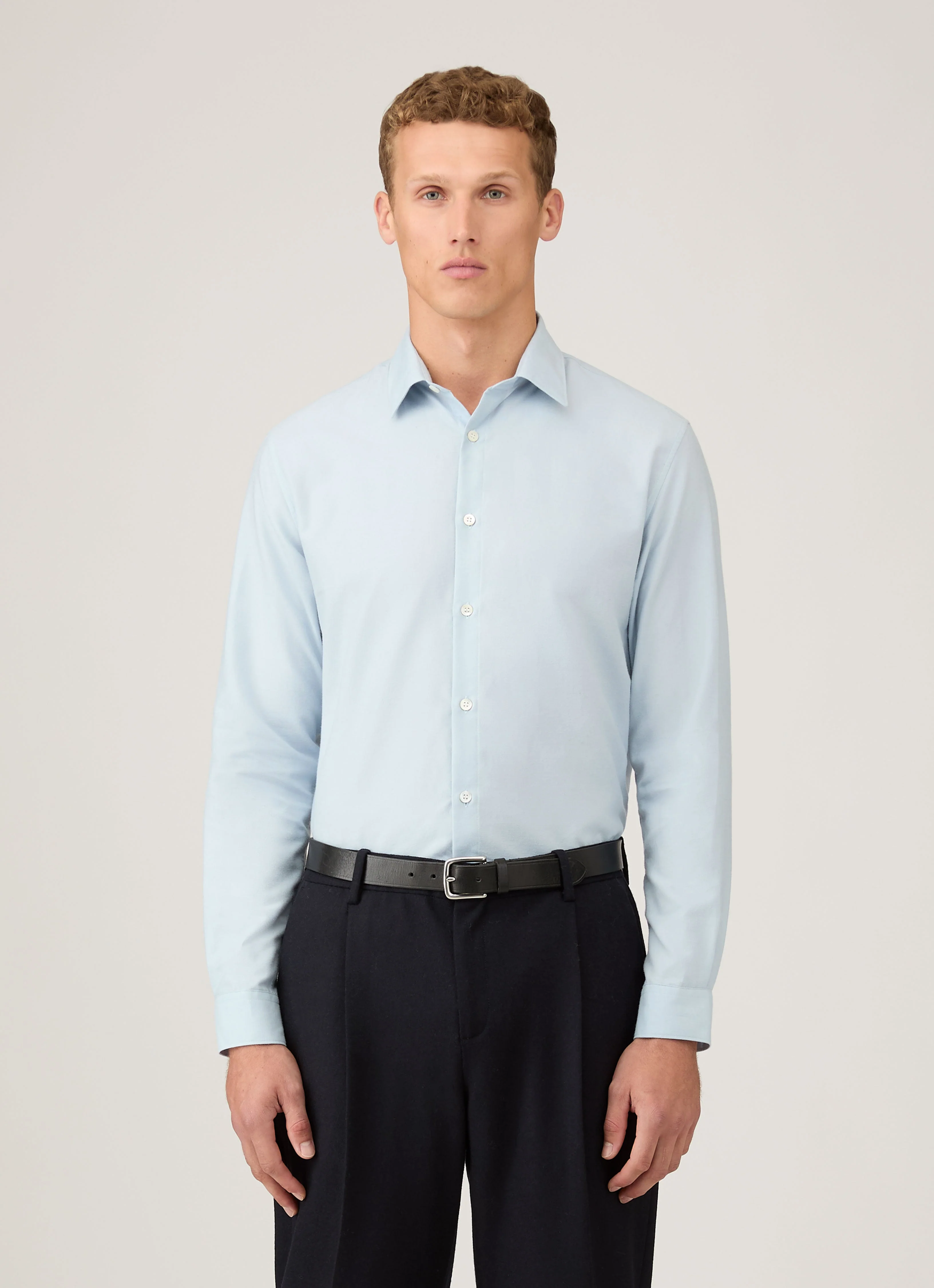 Men's Cotton Cashmere Shirt in Light Blue - Image 2