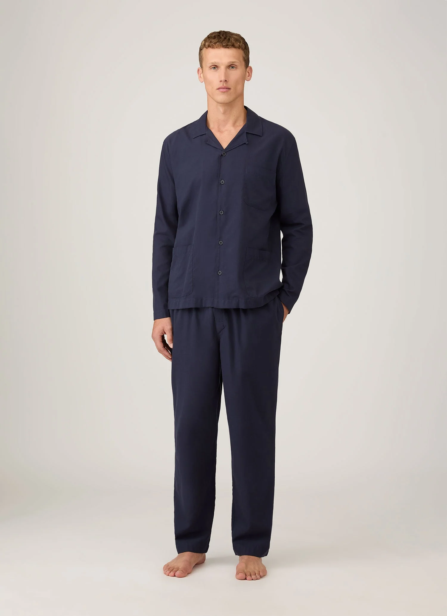 Men's Cotton Flannel Pyjama Set in Navy - Image 2