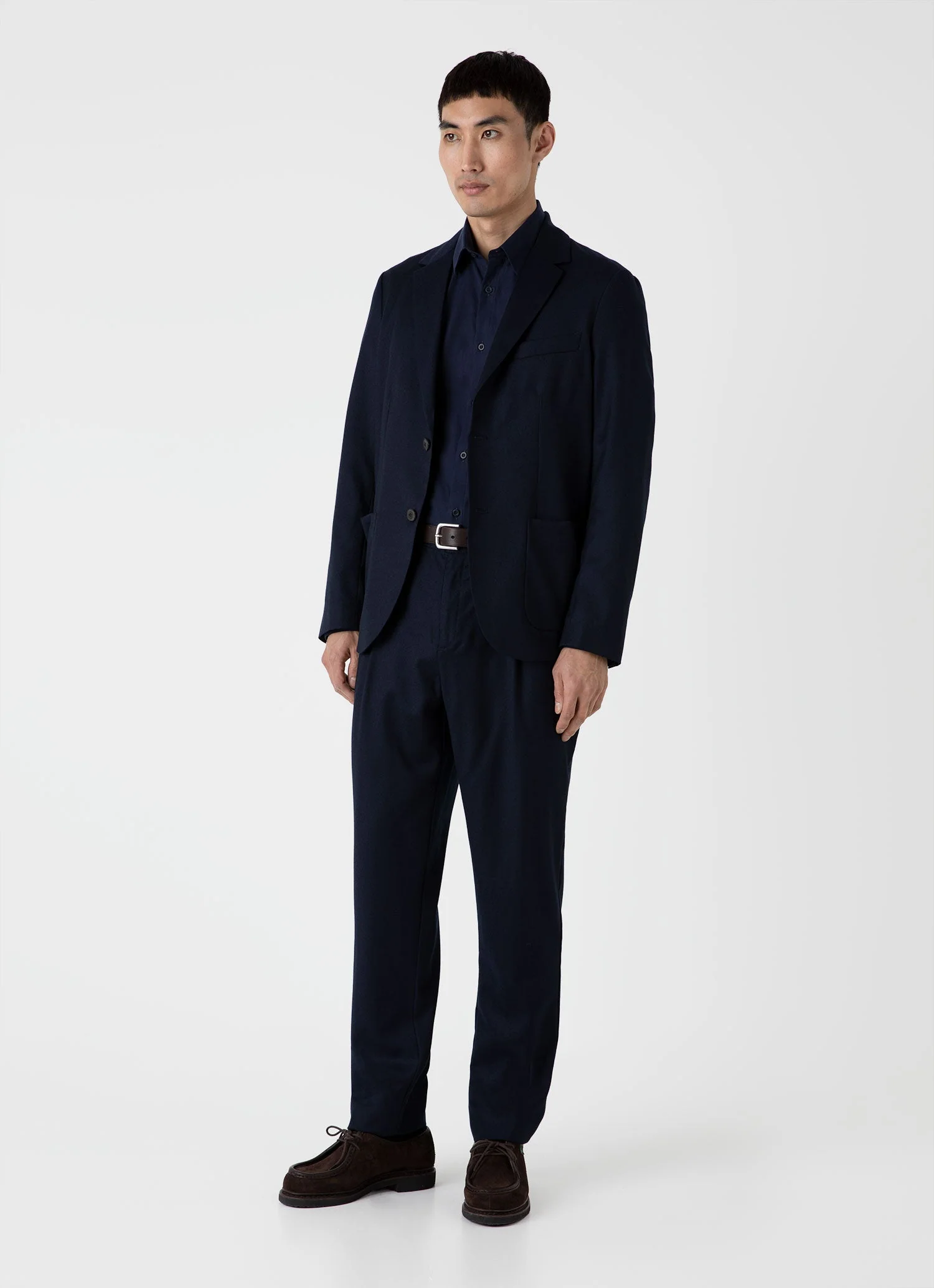 Men's Cotton Flannel Shirt in Navy - Image 3