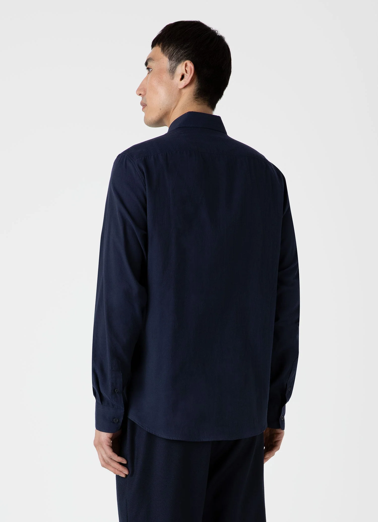 Men's Cotton Flannel Shirt in Navy - Image 5