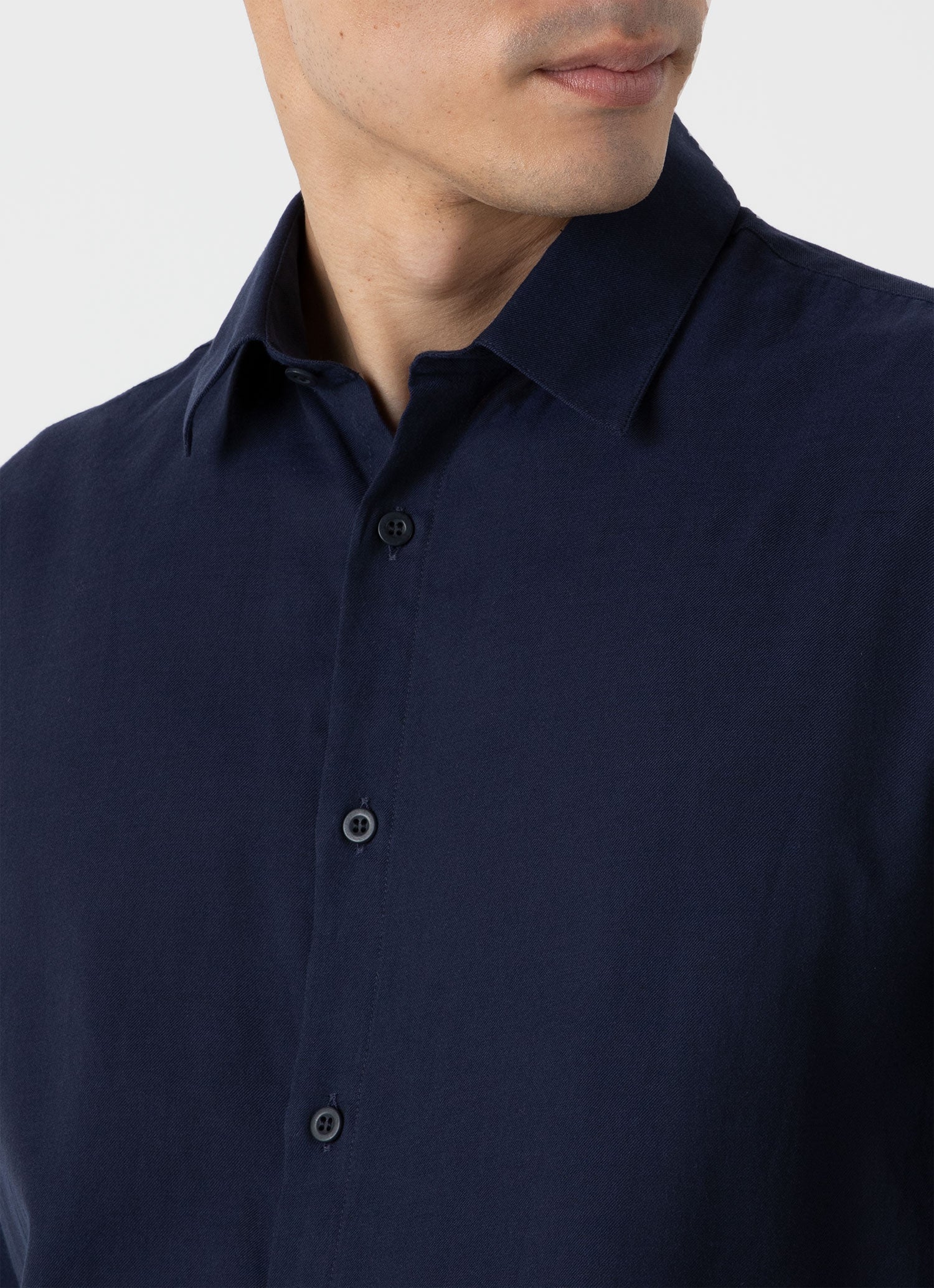 Men's Cotton Flannel Shirt in Navy - Image 6