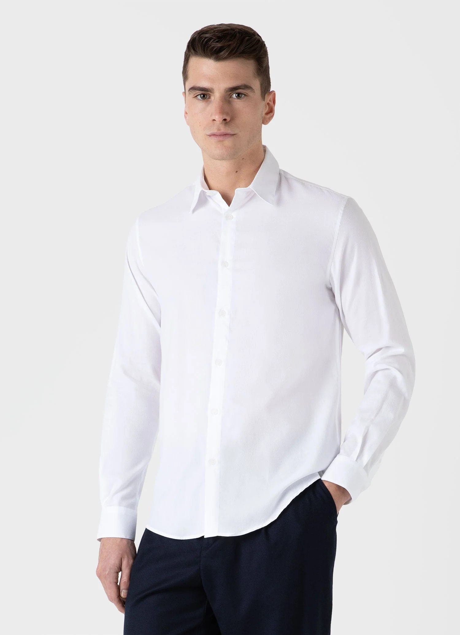Men's Cotton Flannel Shirt in White - Image 2