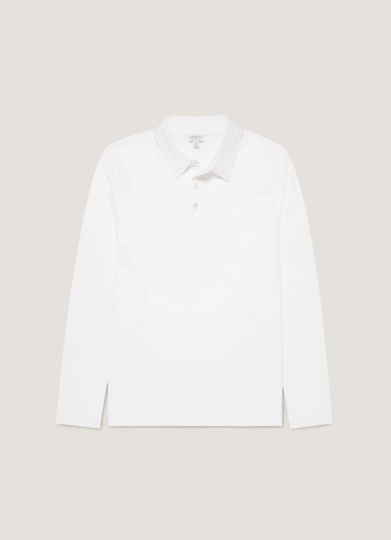 Men's Long Sleeve Classic Jersey Polo Shirt in White