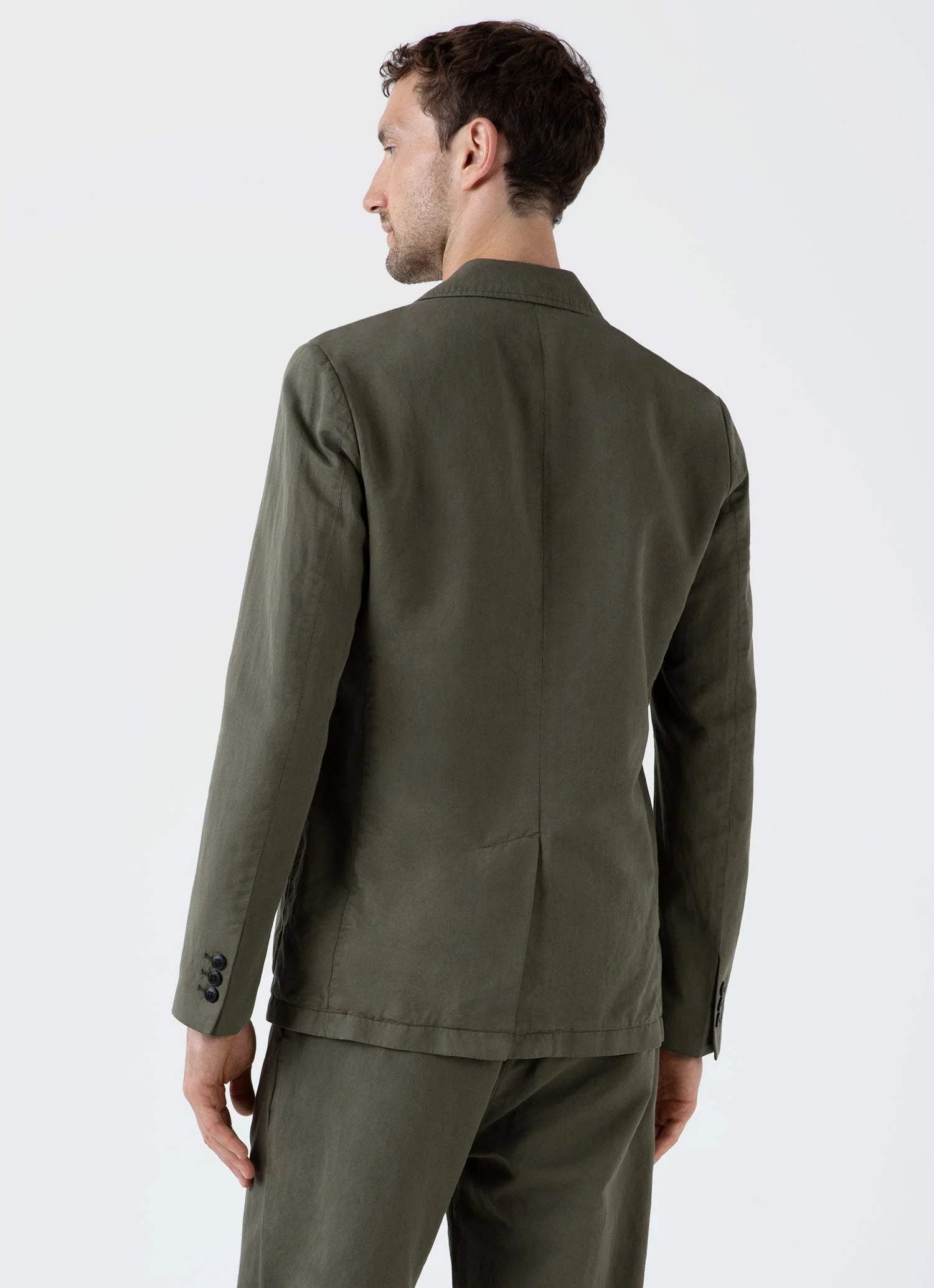Men's Cotton Linen Unstructured Blazer in Khaki - Image 5
