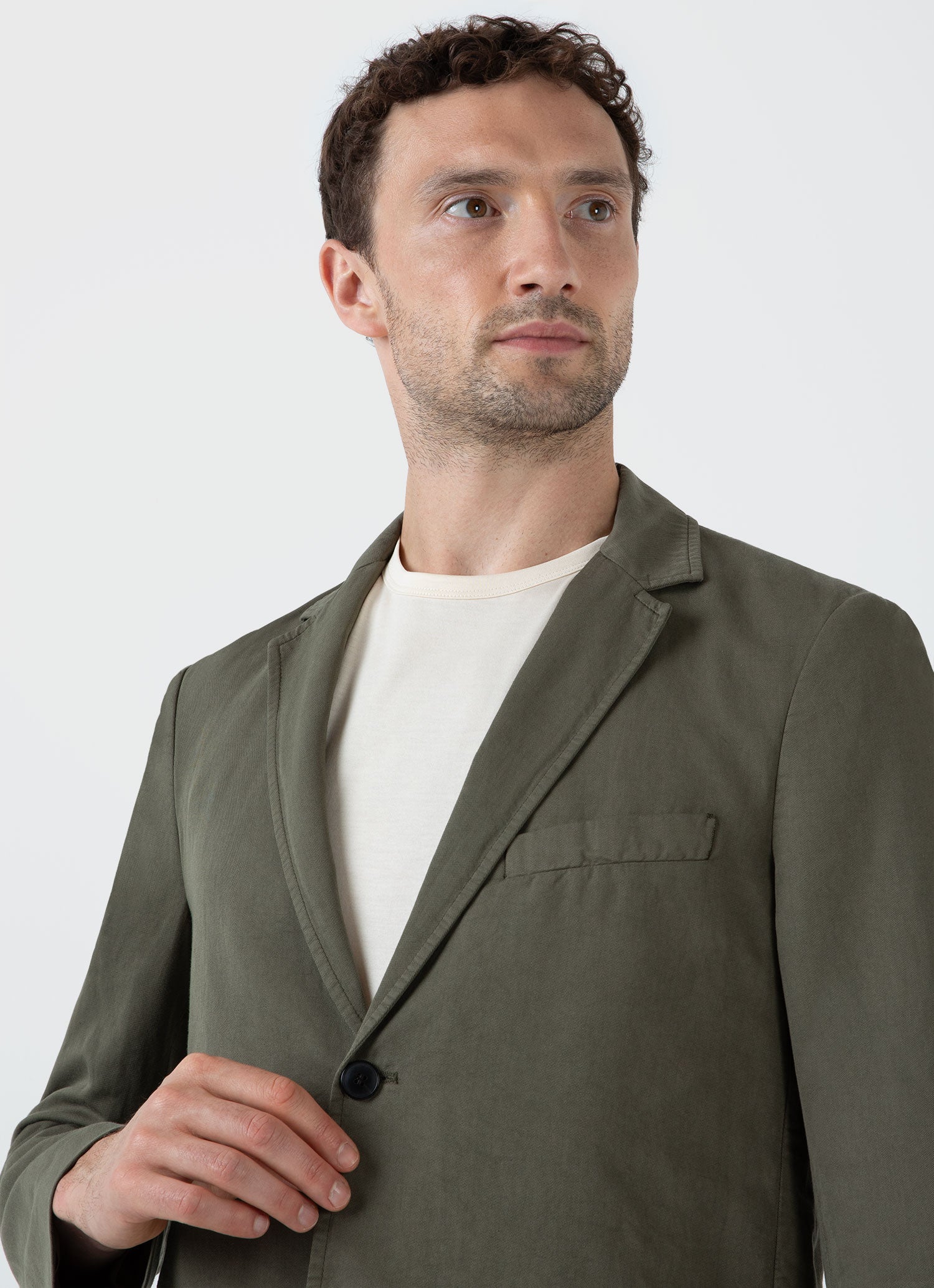 Men's Cotton Linen Unstructured Blazer in Khaki - Image 6