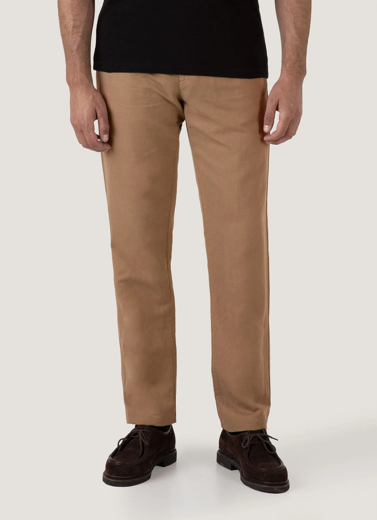 Men's Cotton Linen Trouser in Dark Tan - Image 2