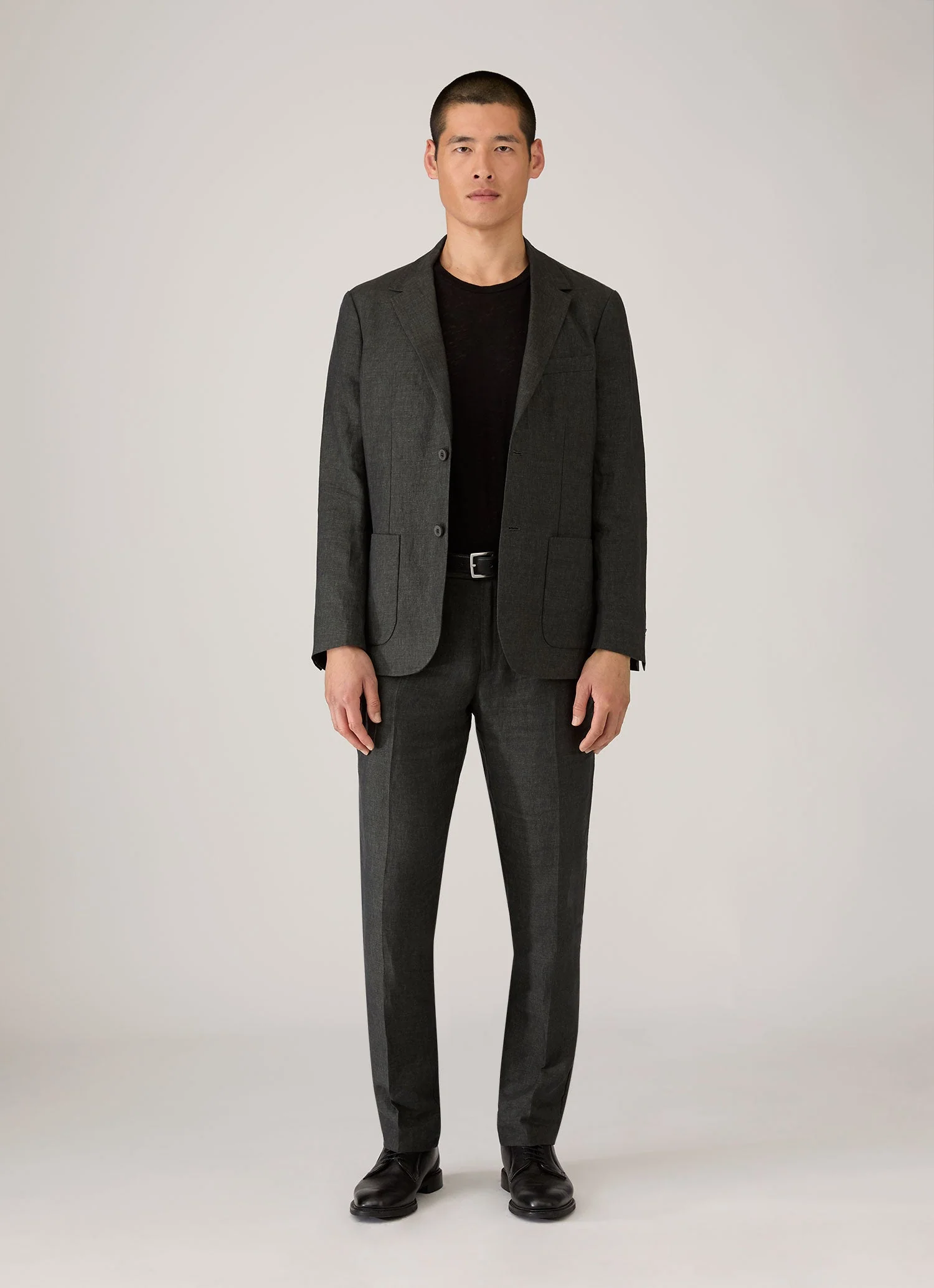 Men's Cotton Linen T-shirt in Black - Image 3