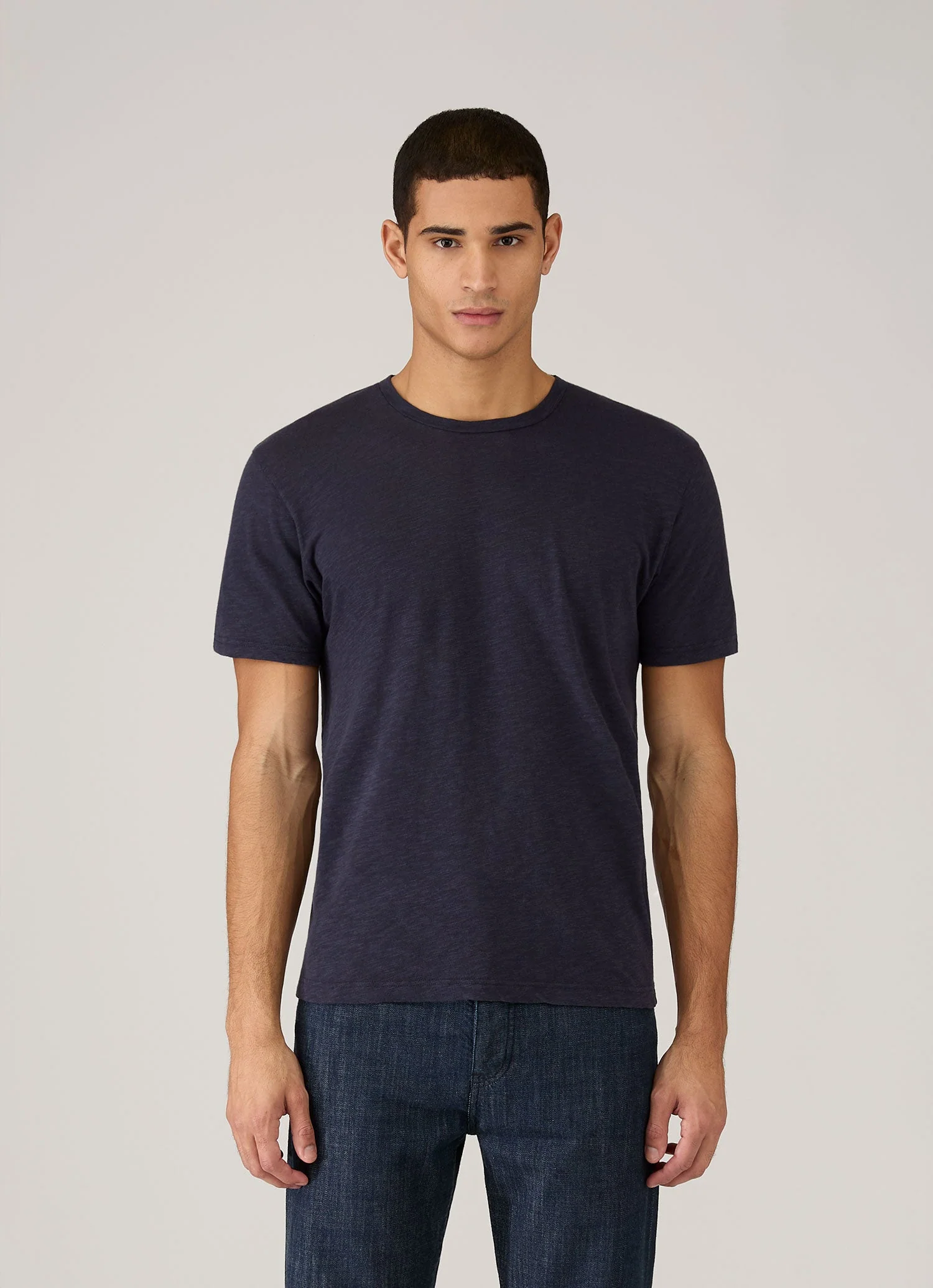Men's Cotton Linen T-shirt in Navy - Image 2