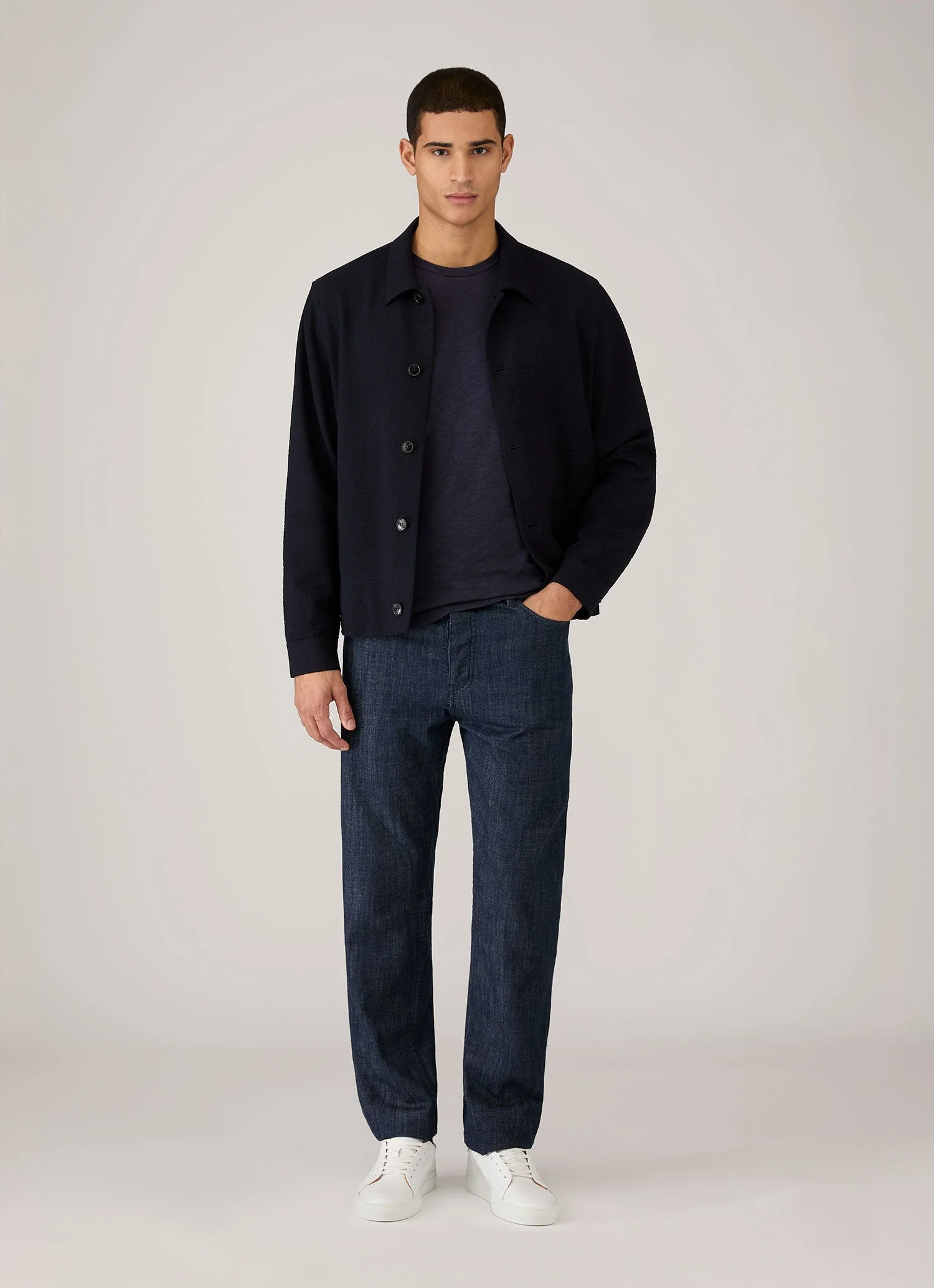 Men's Cotton Linen T-shirt in Navy - Image 3