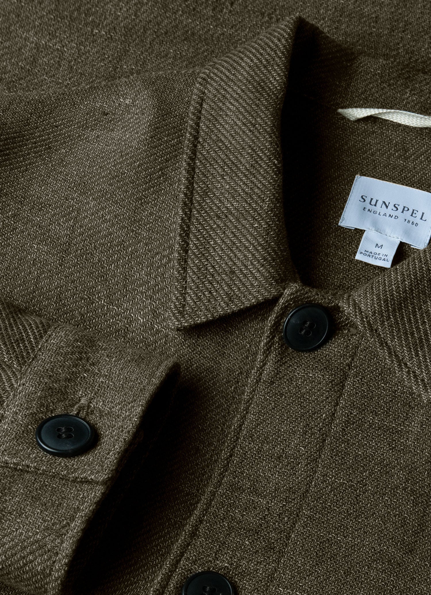 Men's Cotton Linen Twill Twin Pocket Jacket in Khaki - Image 4