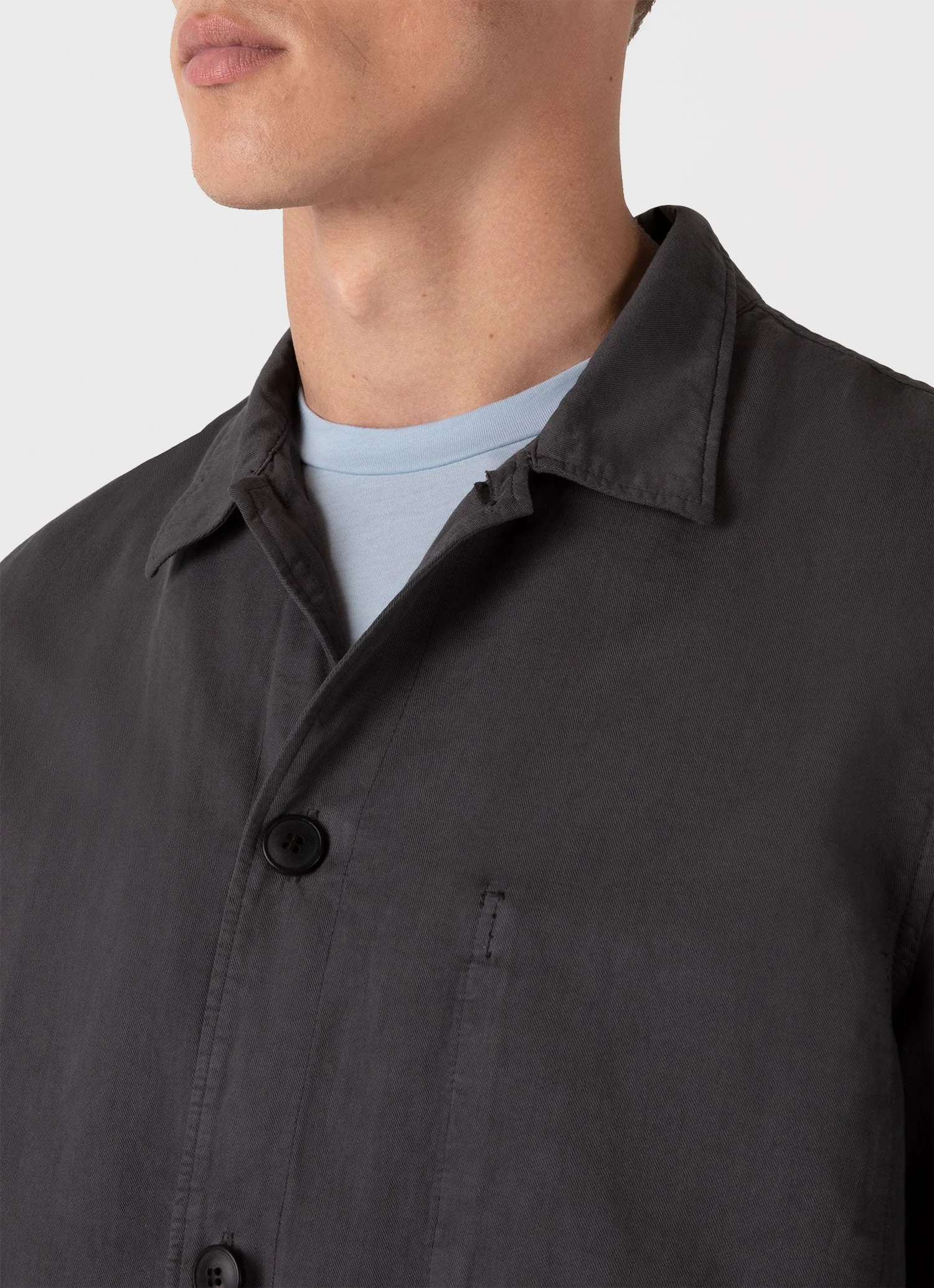Men's Cotton Linen Twin Pocket Jacket in Charcoal - Image 6