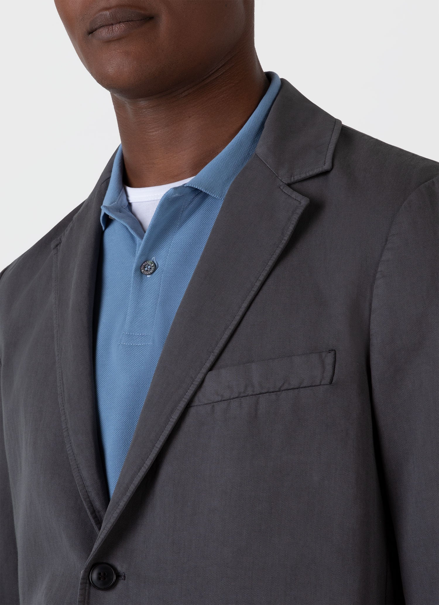 Men's Cotton Linen Blazer in Charcoal - Image 5