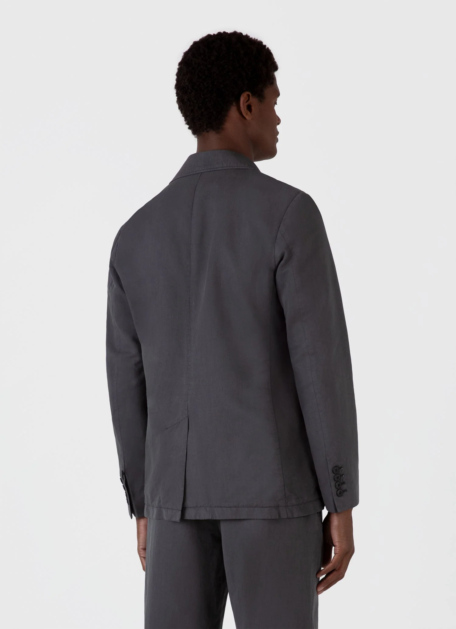 Men's Cotton Linen Blazer in Charcoal - Image 6