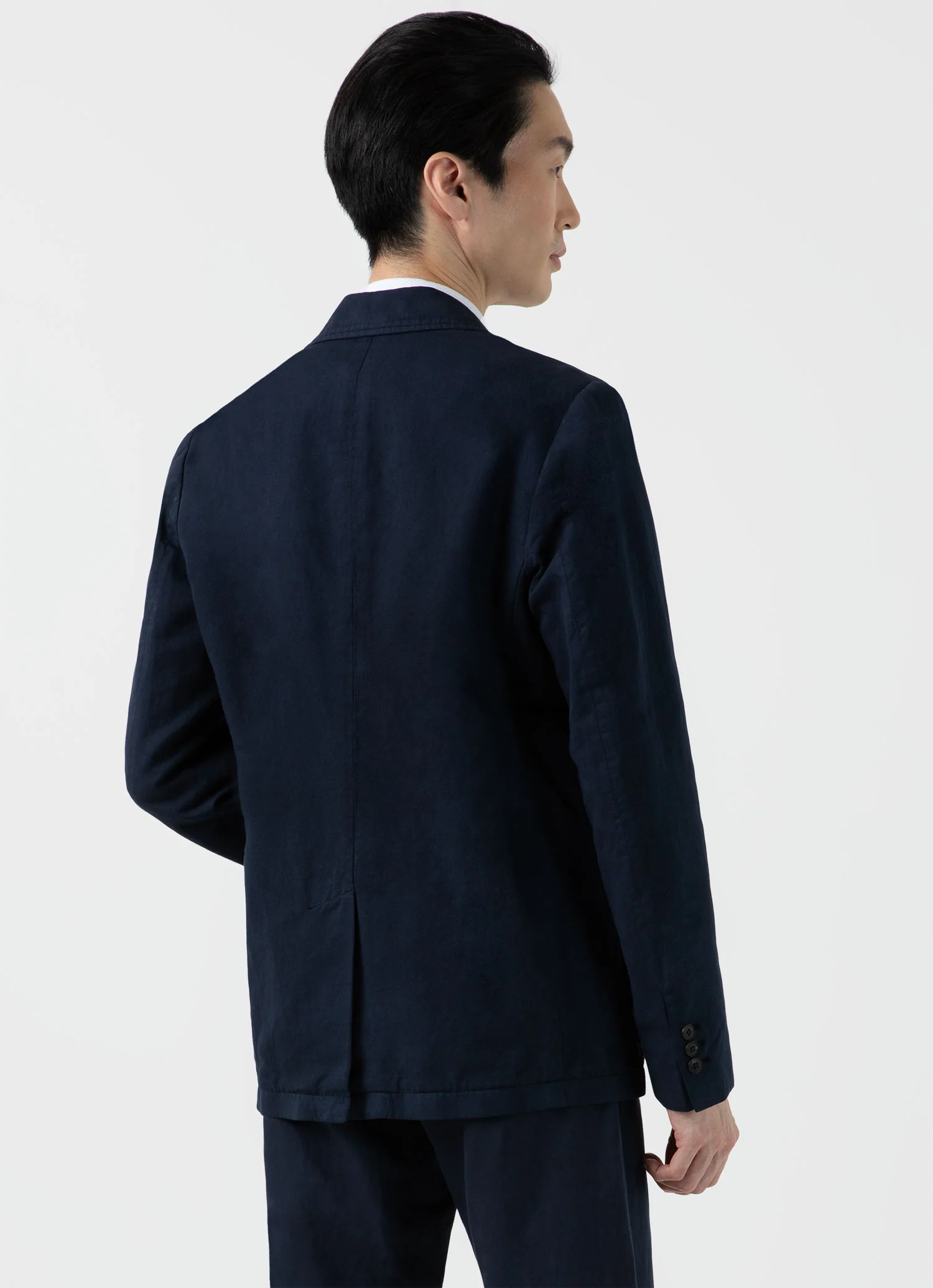 Men's Cotton Linen Unstructured Blazer in Navy - Image 5