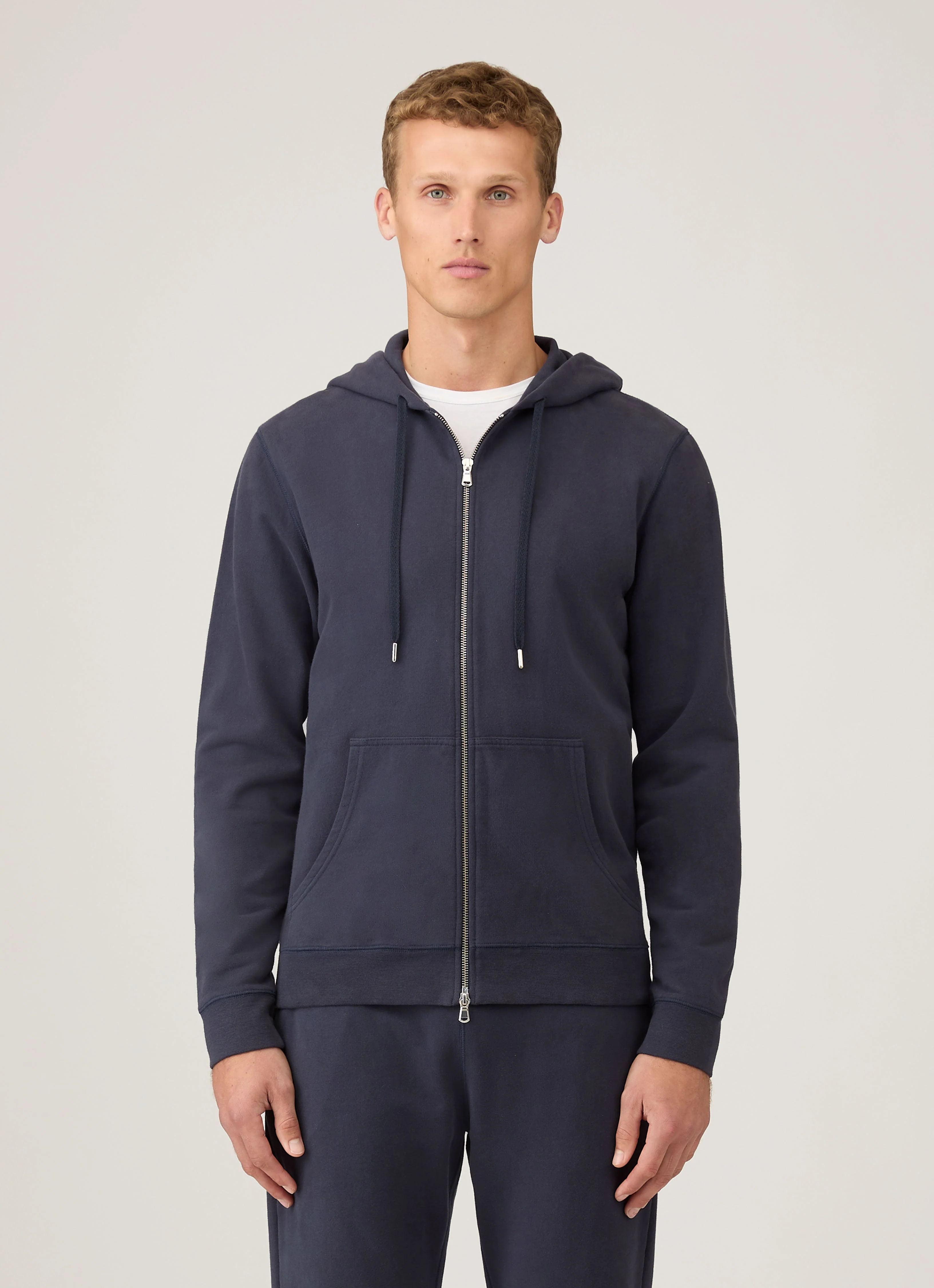 Men's Loopback Zip Hoodie in Navy - Image 2