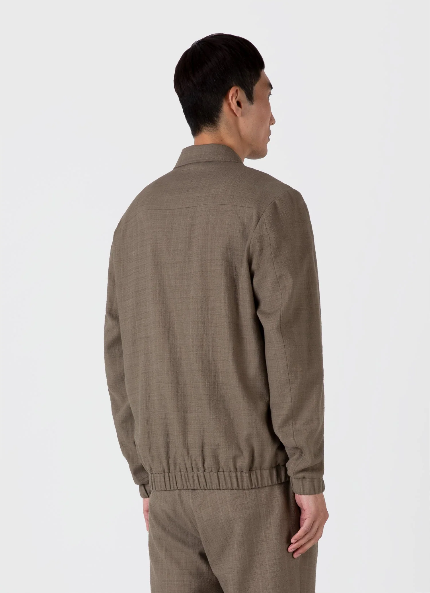 Men's Cotton Raffia Blouson Jacket in Dark Stone - Image 5