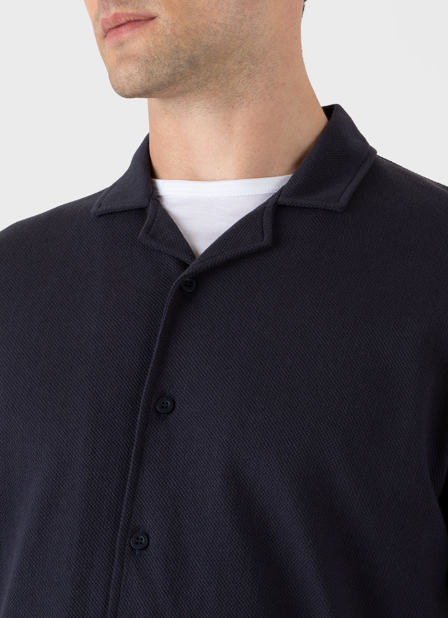 Men's Riviera Camp Collar Shirt in Navy - Image 6