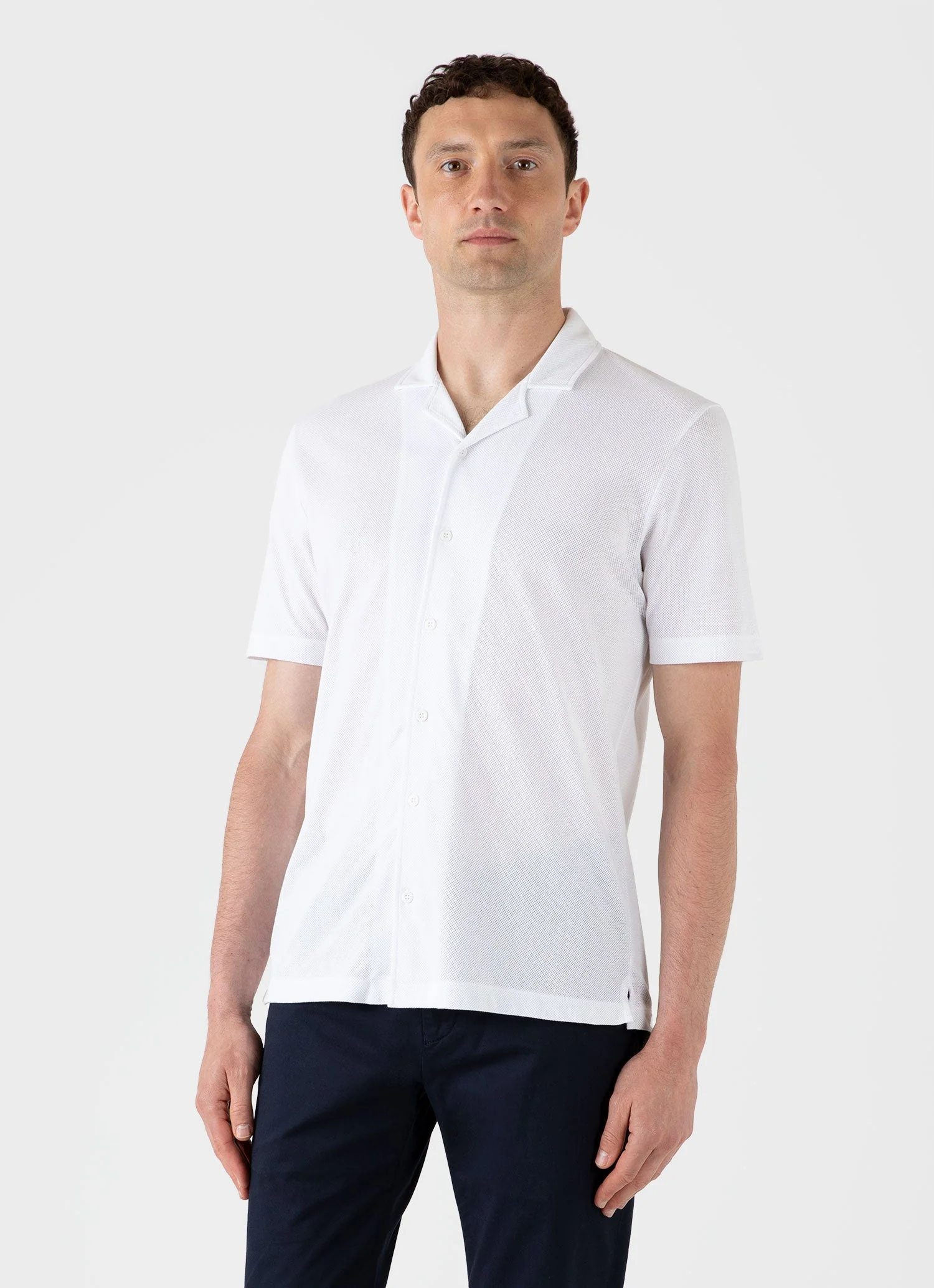 Men's Riviera Camp Collar Shirt in White - Image 2